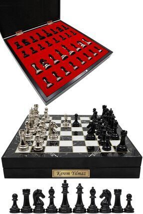 Cooper Chess 36cm Ahşap Kutulu Elagant Metal Klasik Satranç takımı | Siyah Me...