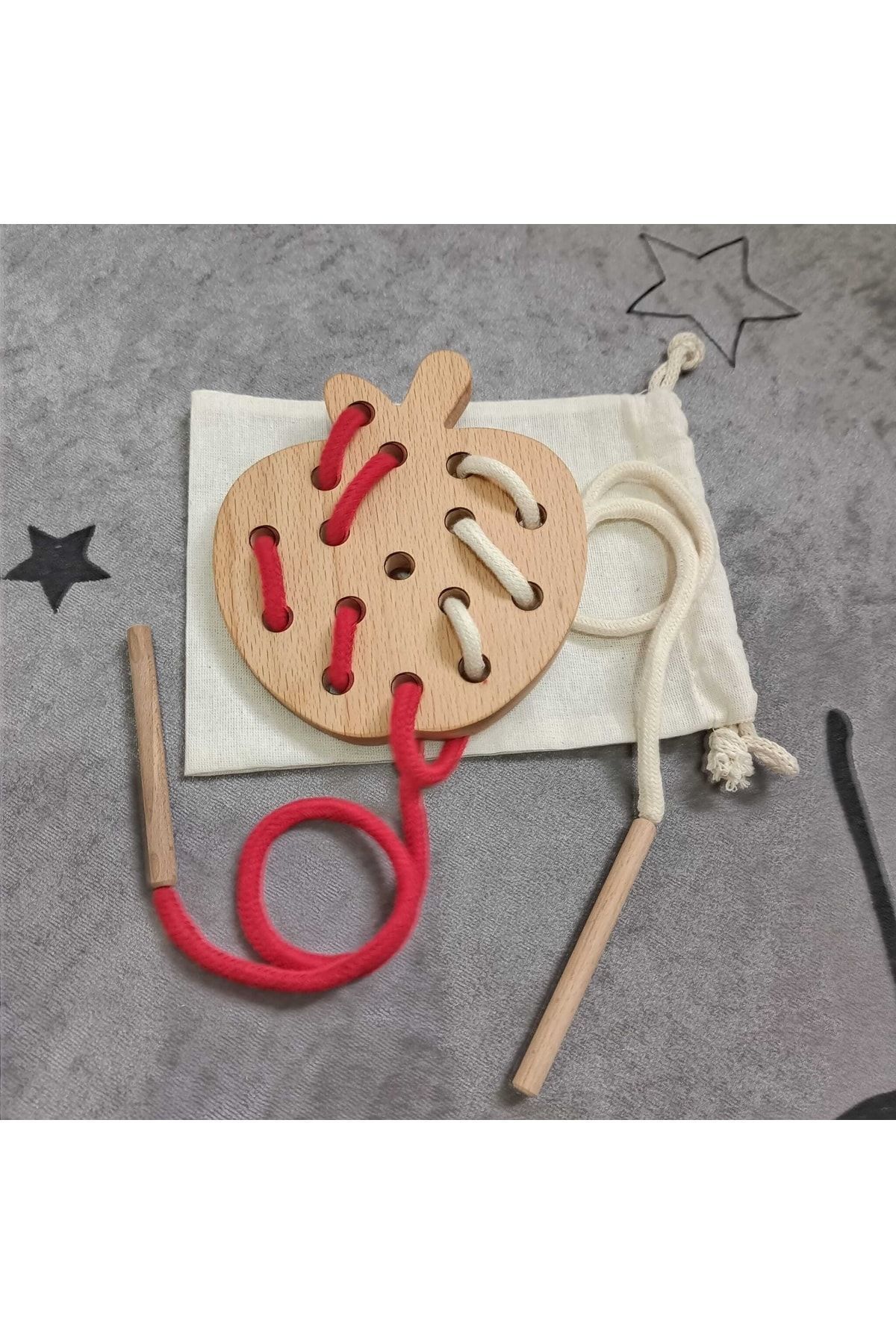Moccotoys İp Geçirme Elma Montessori Oyunu fotoğrafı 3 (önizleme)