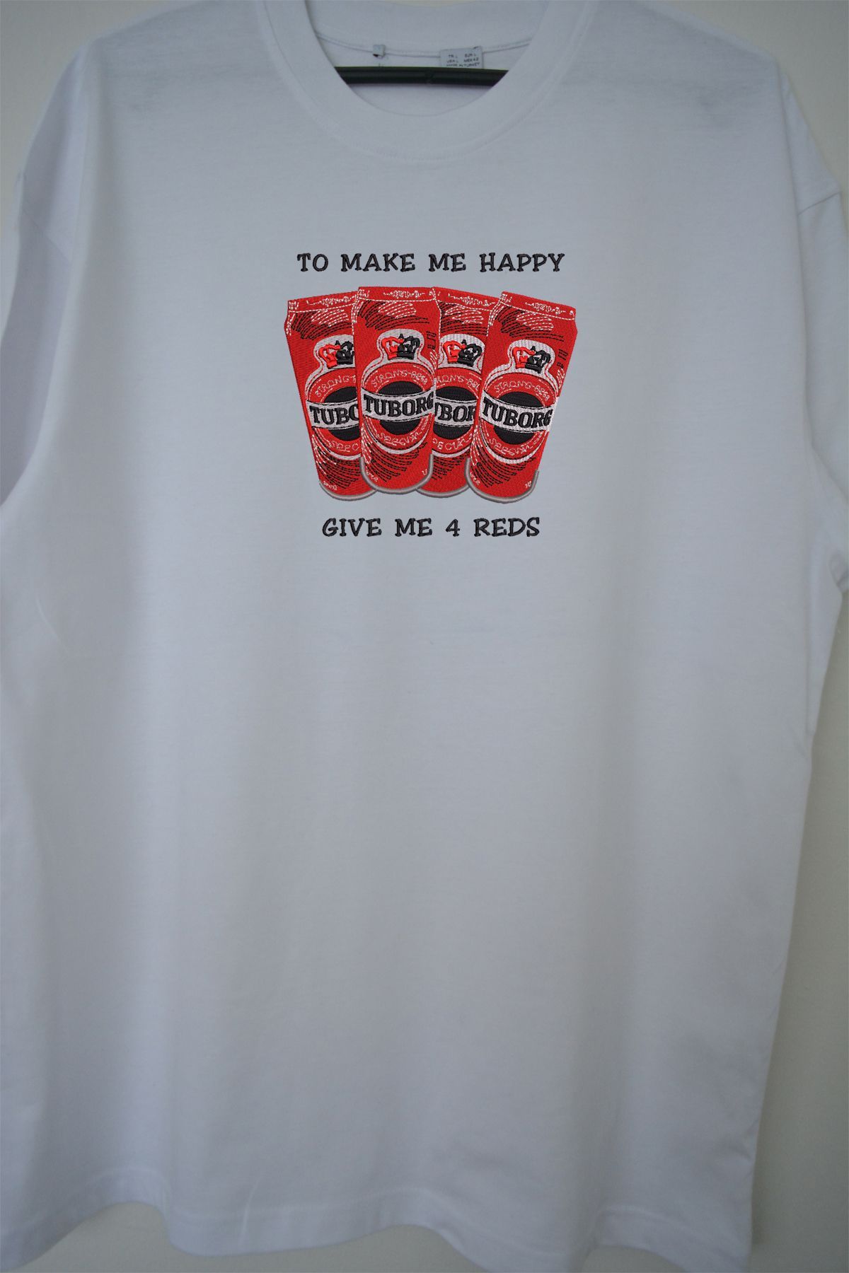 EldenStitch Unisex Oversize Tuborg Red Embroidered T Shirt Trendyol