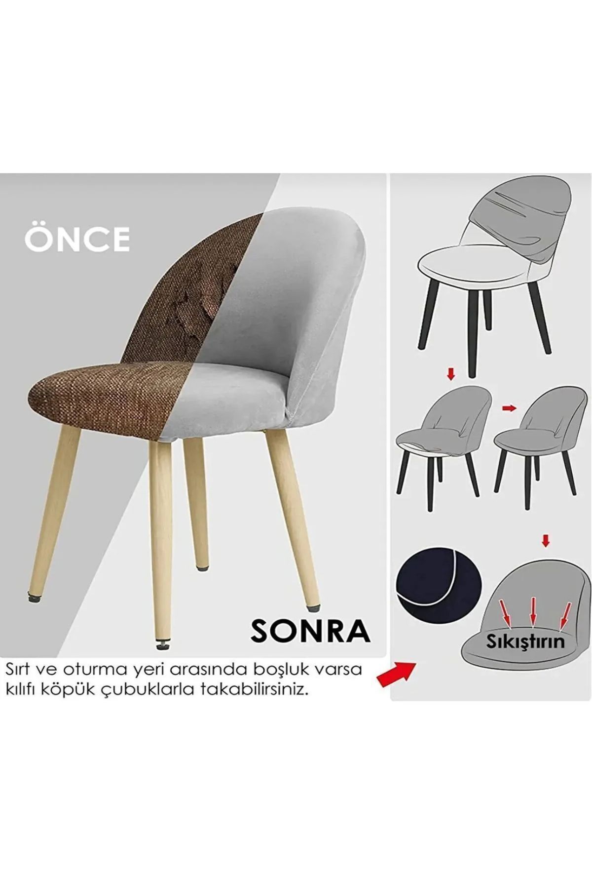 ÖZMAKAN-1 Piece Lycra Oval Chair Cover - Washable and Elastic 6