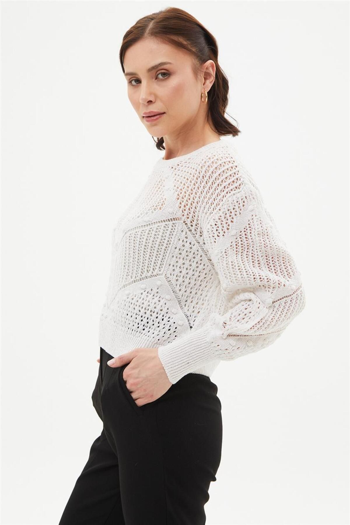 Mood Elite-Openwork Cream Sweater - 1650 Model 12 4