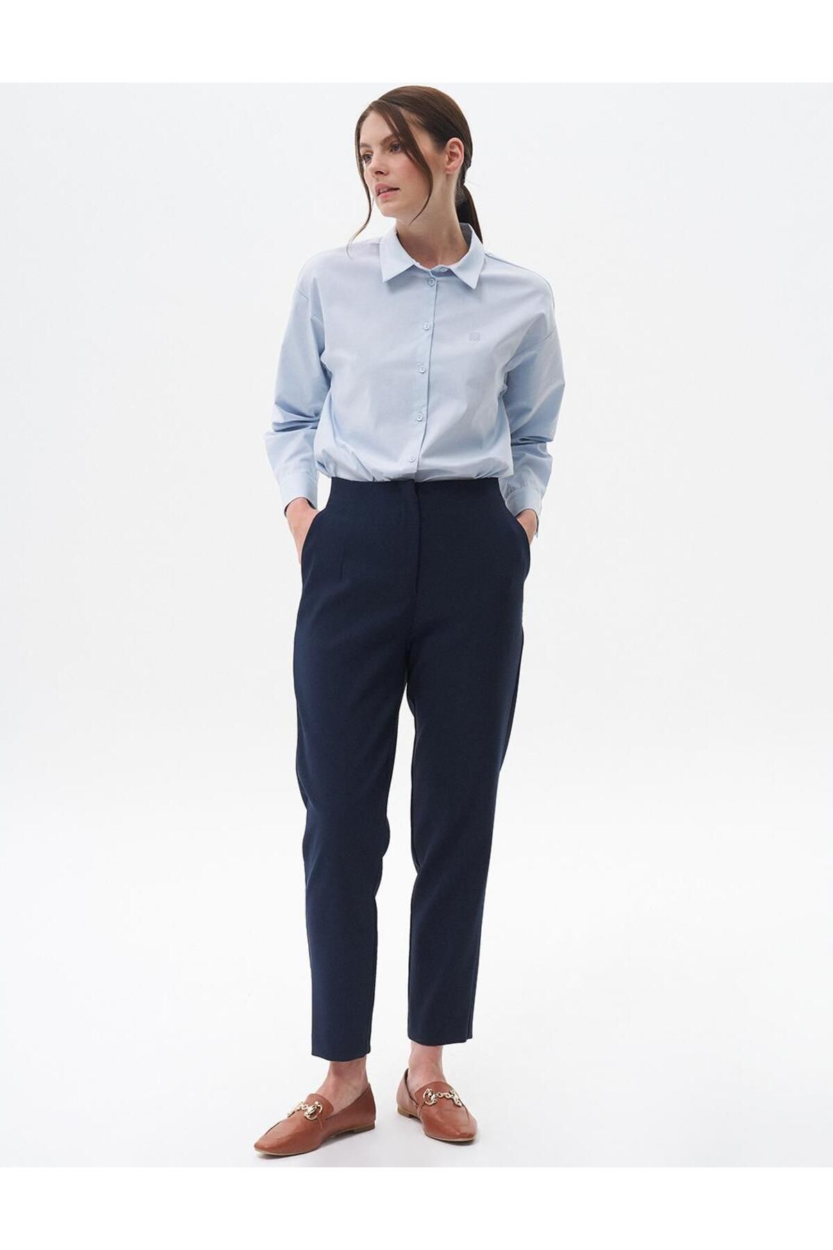 Kayra-Ice Blue Basic Poplin Tunica - Guler de cămașă 6