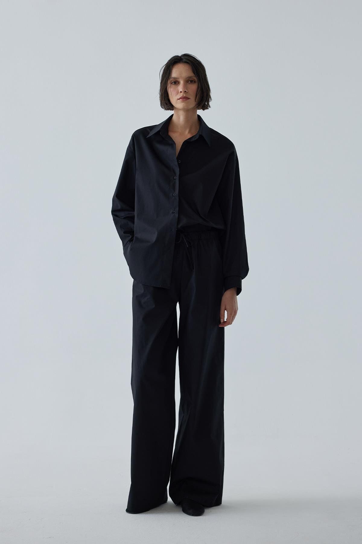 Suud Collection-Cămașă de bază oversize neagră 2