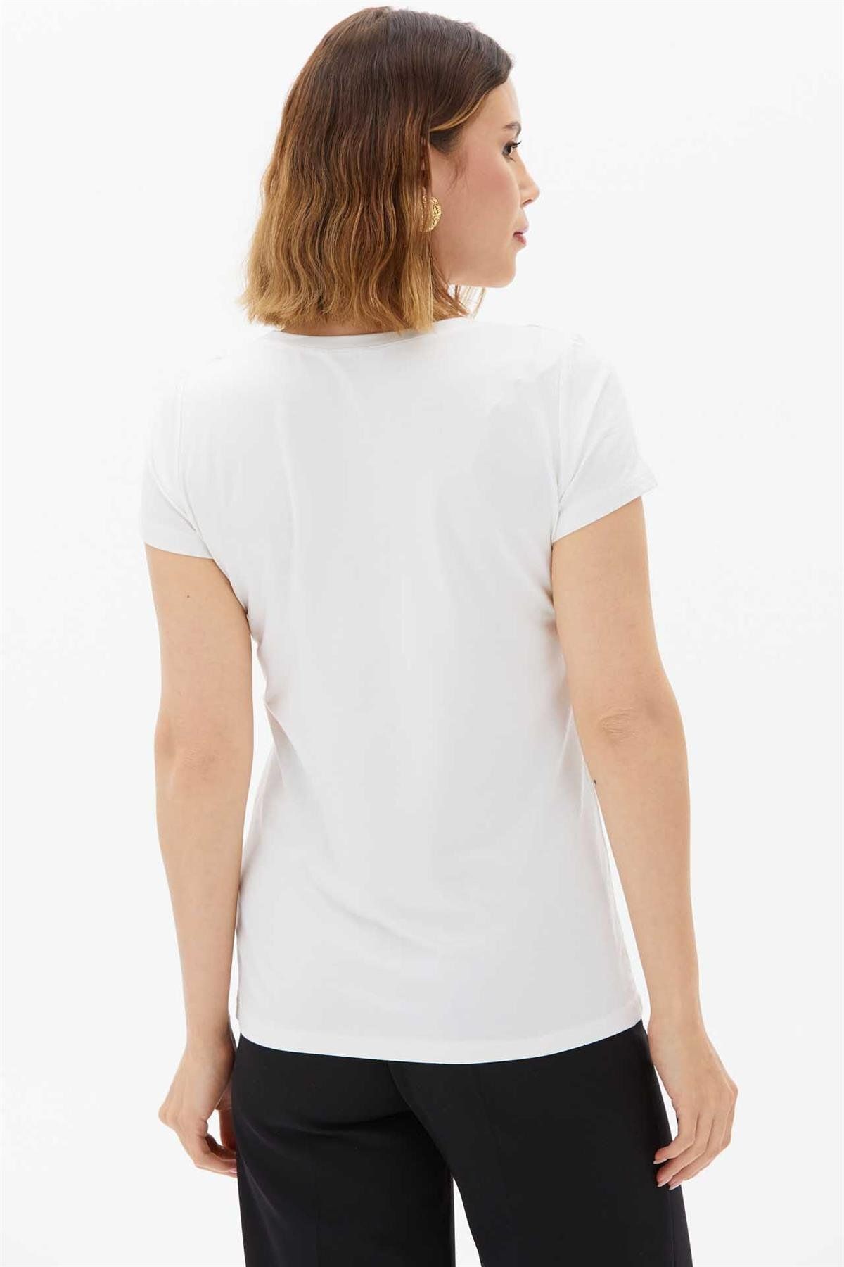 Two Mail-White Basic Short Sleeve Blouse 4