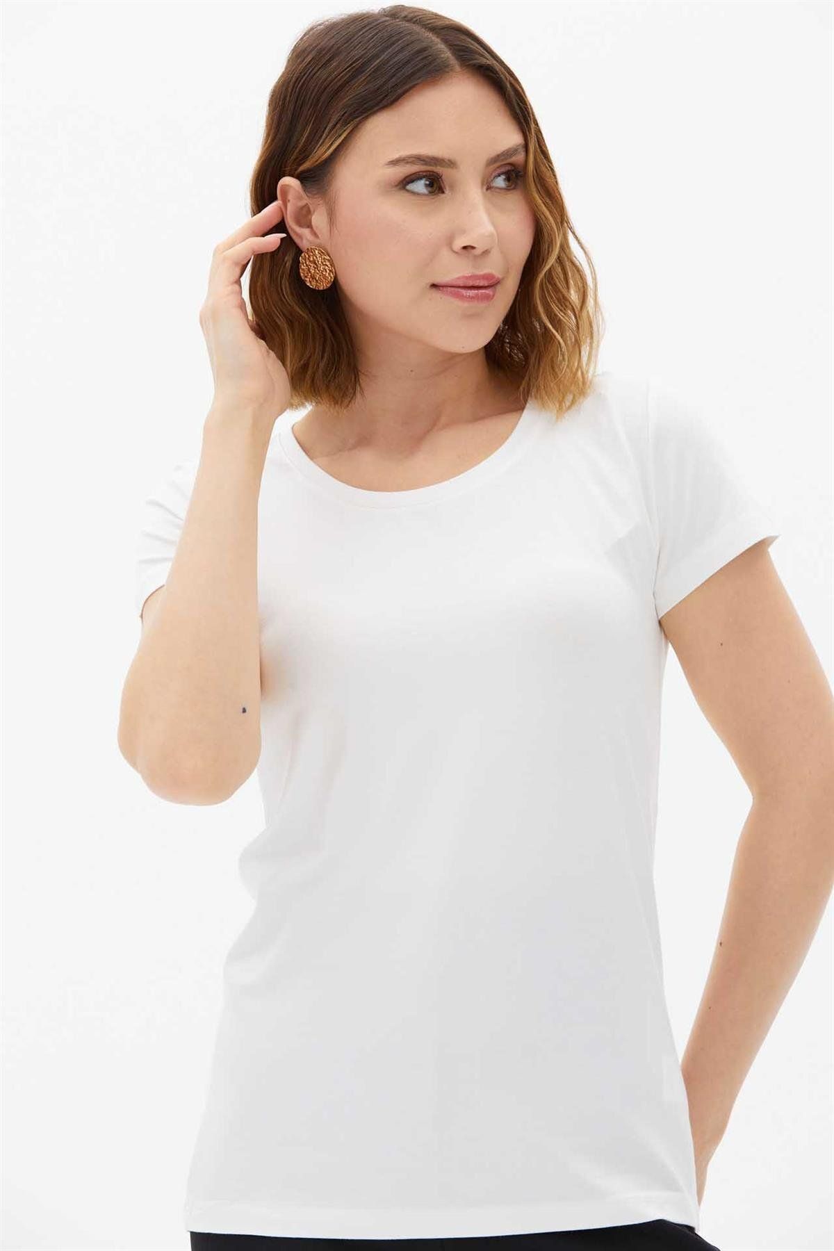 Two Mail-White Basic Short Sleeve Blouse 1