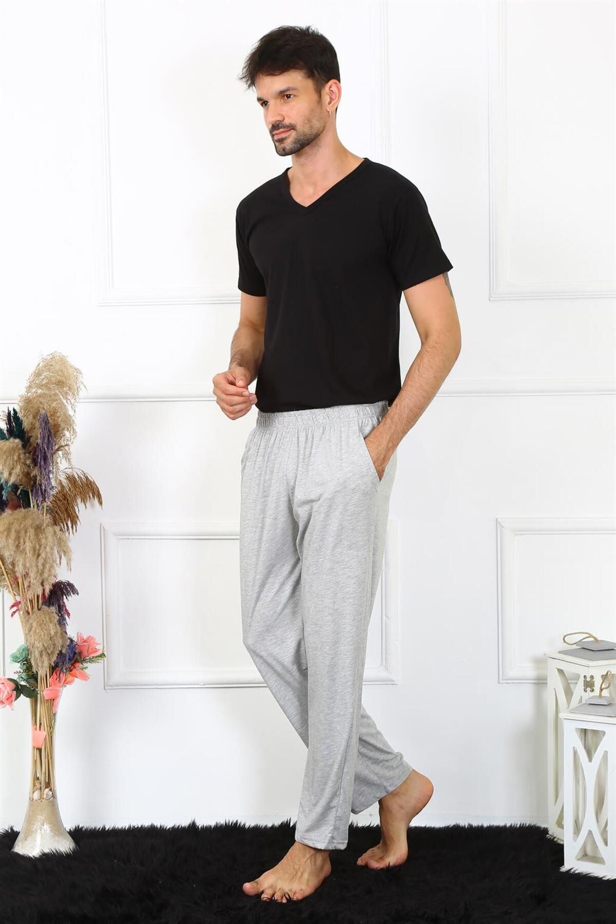 Akbeniz-Men's Cotton Gray Single Bottom Pajamas 27495 2