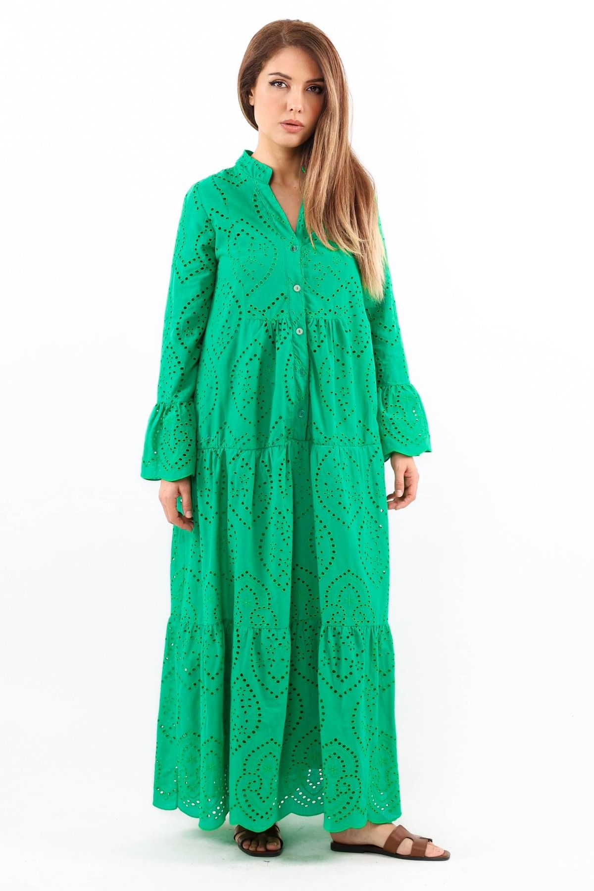 Ritnice-Green Long Dress - Prive Women's, Scallop Full Lined 7