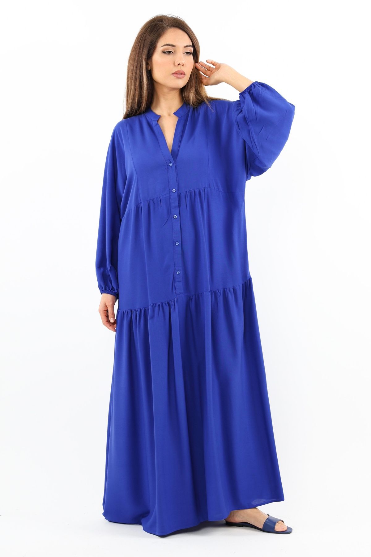 Ritnice-Prive Women's - 100% Viscose, Saxe Blue, Maxi Length Summer Dress 2