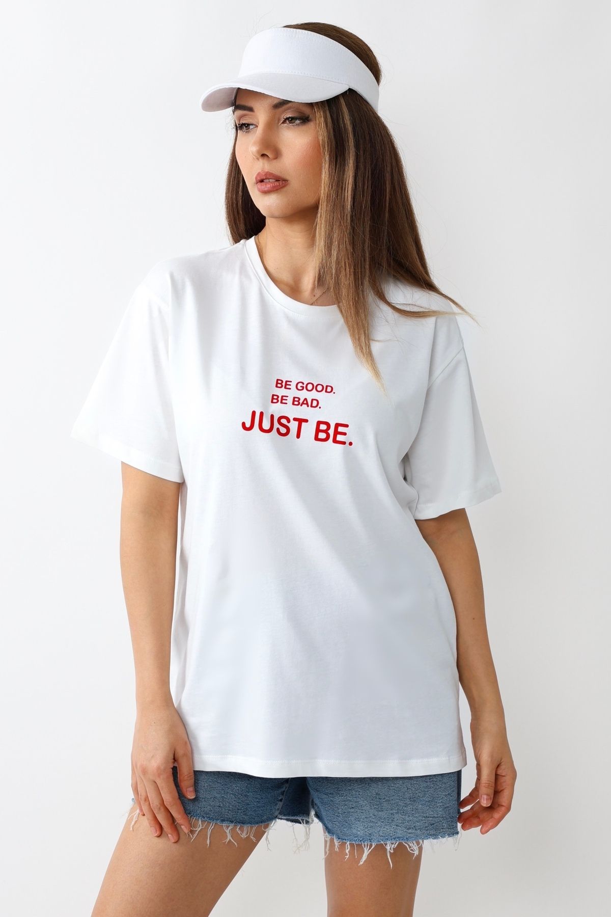 Ritnice-Just Be White Wide Cut 100% Cotton Women's T-Shirt 4