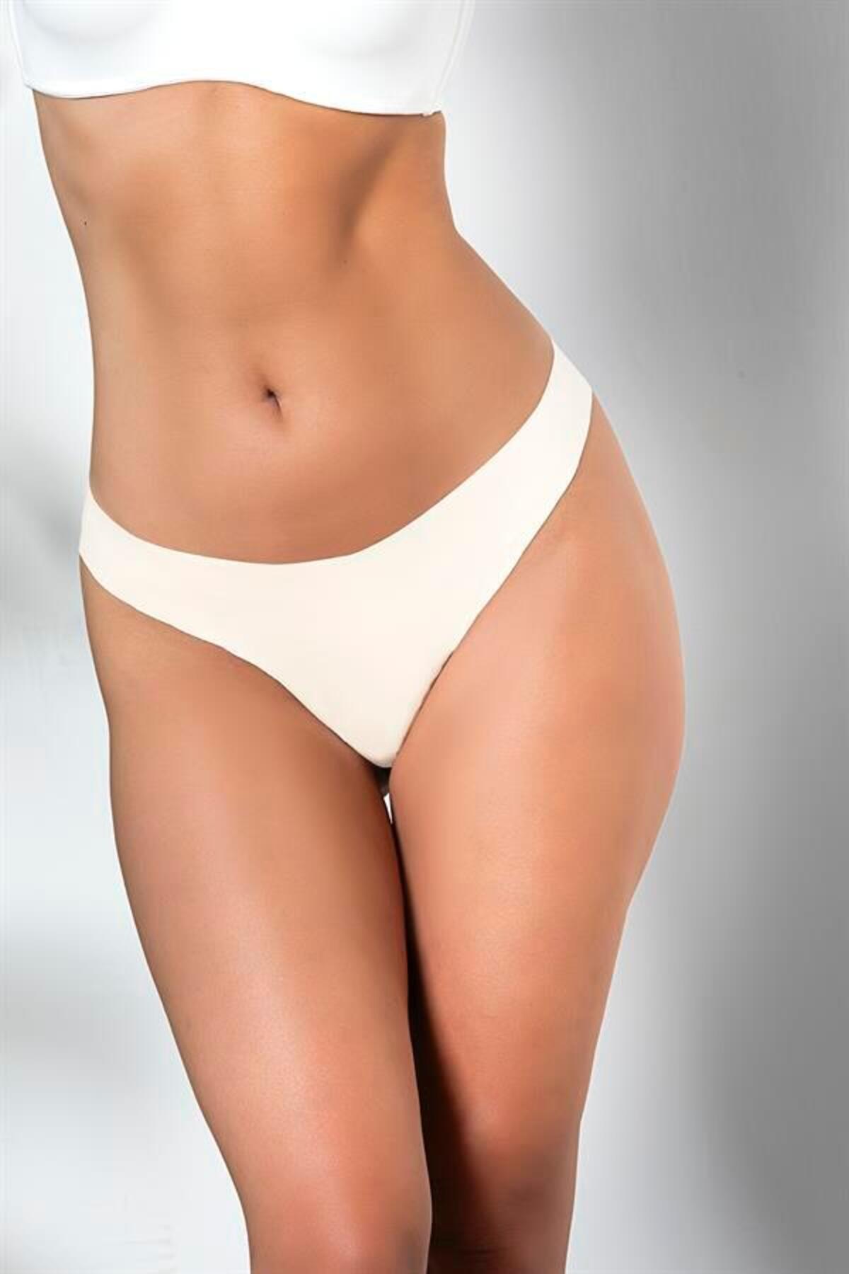 SATTIM 3'LÜ PAKET DİKİŞSİZ, İZ YAPMAZ, LAZER KESİM, STRİNG KÜLOT EKRU (MGP21262)