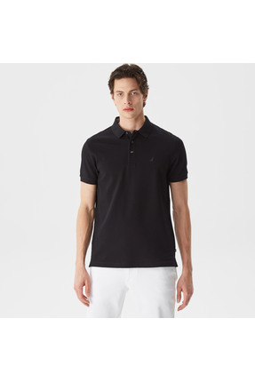 Nautica Erkek Siyah Slim Fit Kısa Kollu Polo Yaka T-Shirt