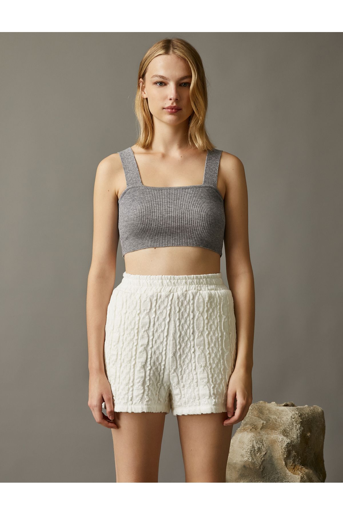 Koton-Strappy Knitwear Crop Top 3