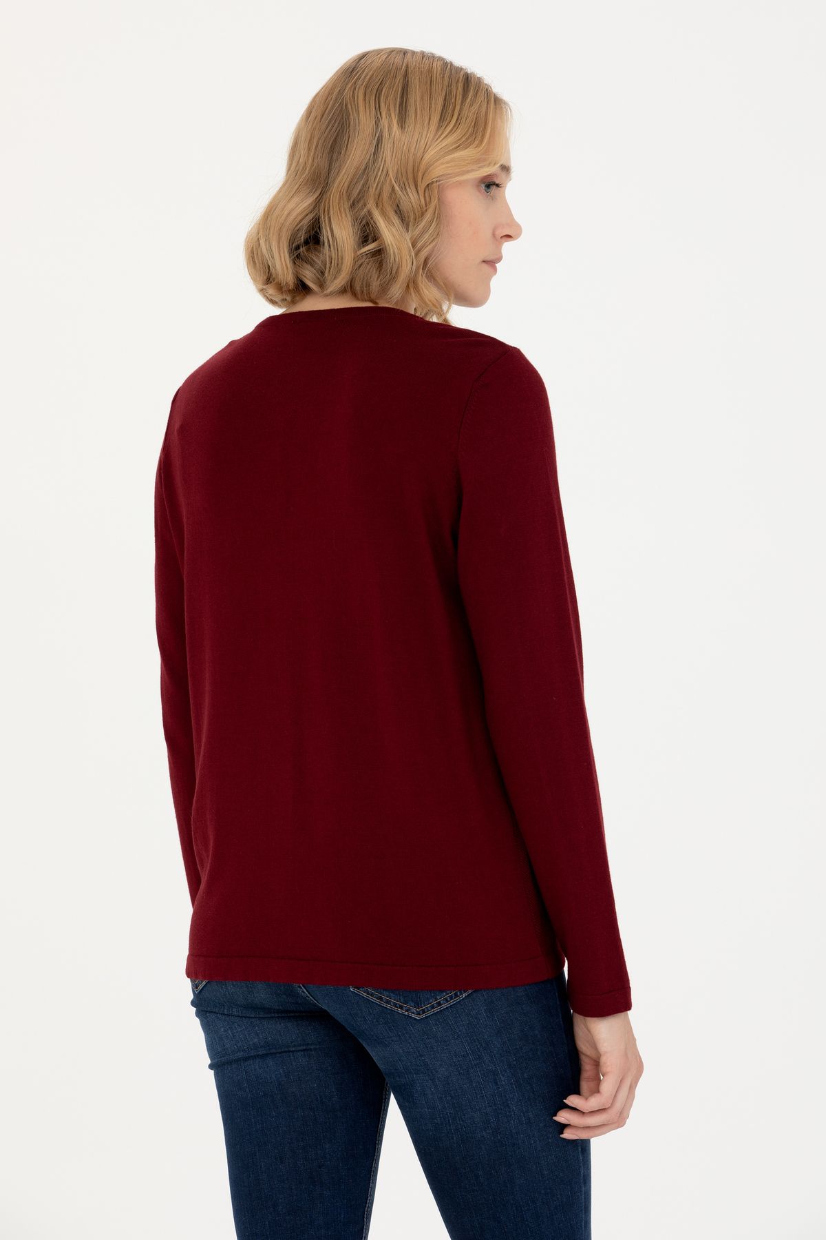 U.S. Polo Assn.-Tricotaj Roșu Claret Cardigan Damă - Model Basic 50269008 -VR014 5