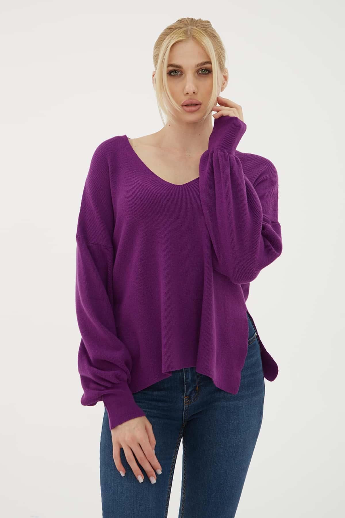 Fashion Friends-V-Neck Sweater Purple 3