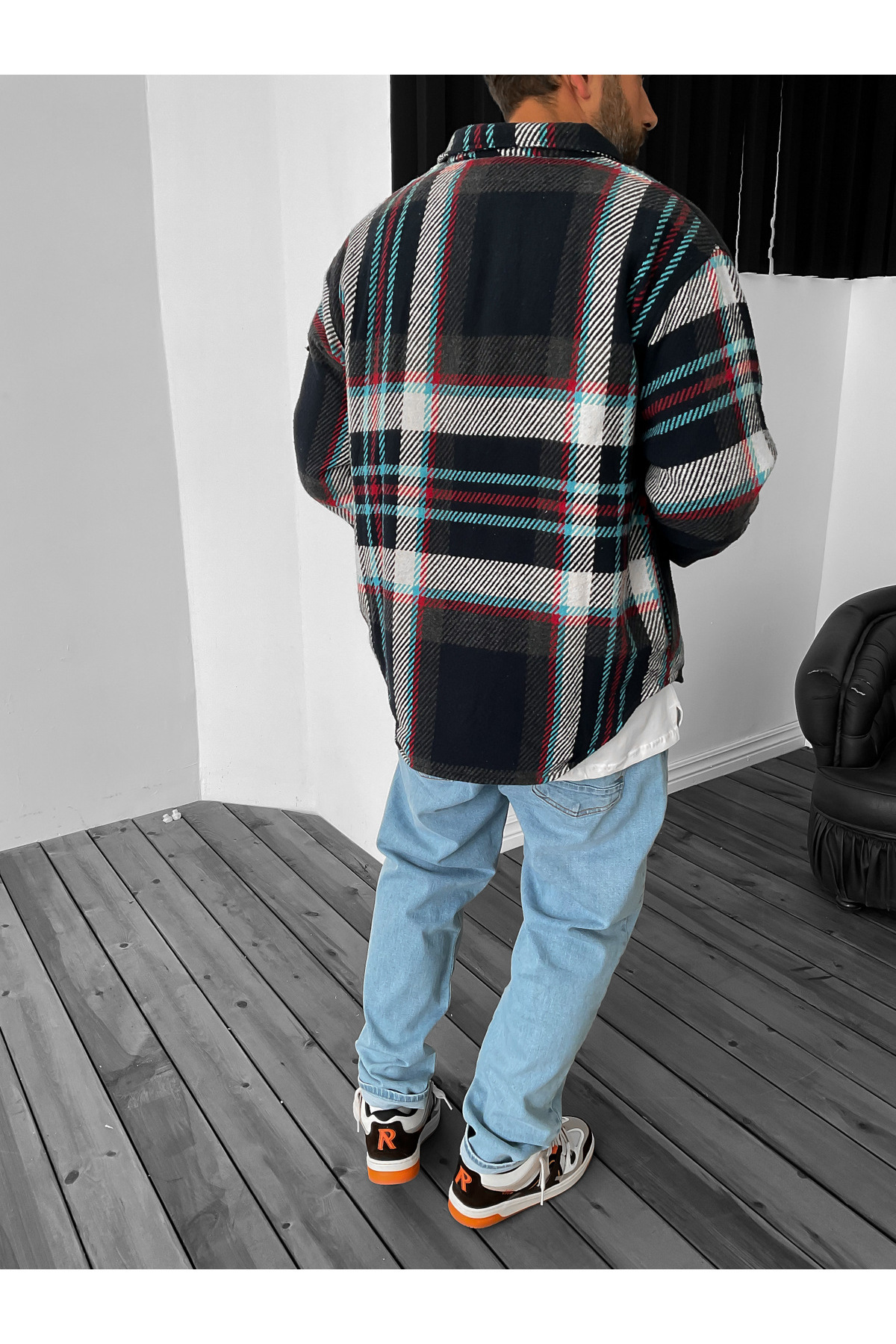 BYBASICMAN-Navy Blue Lined Plaid Jacket C-1652 4