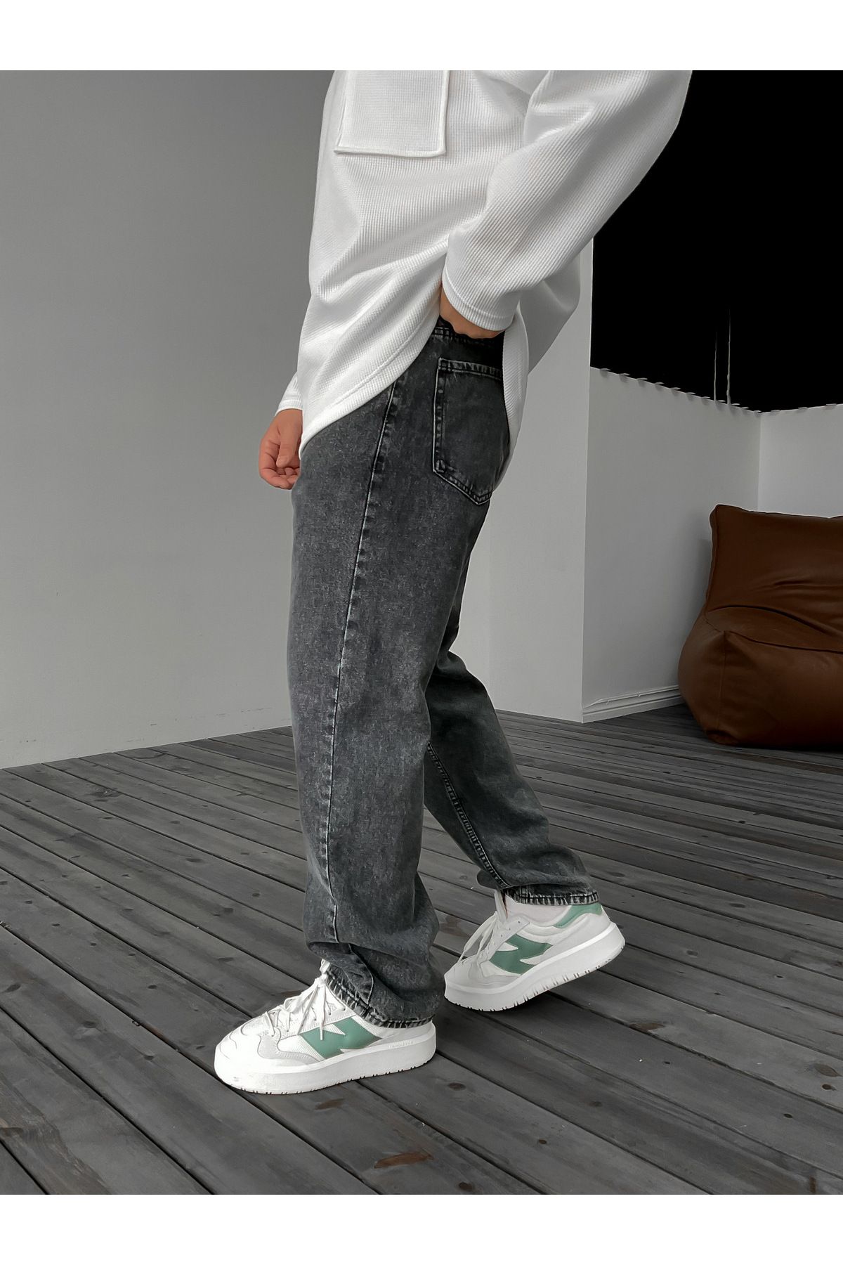 BYBASICMAN-Anthracite Baggy Jean Ke-195/044/448/466 5