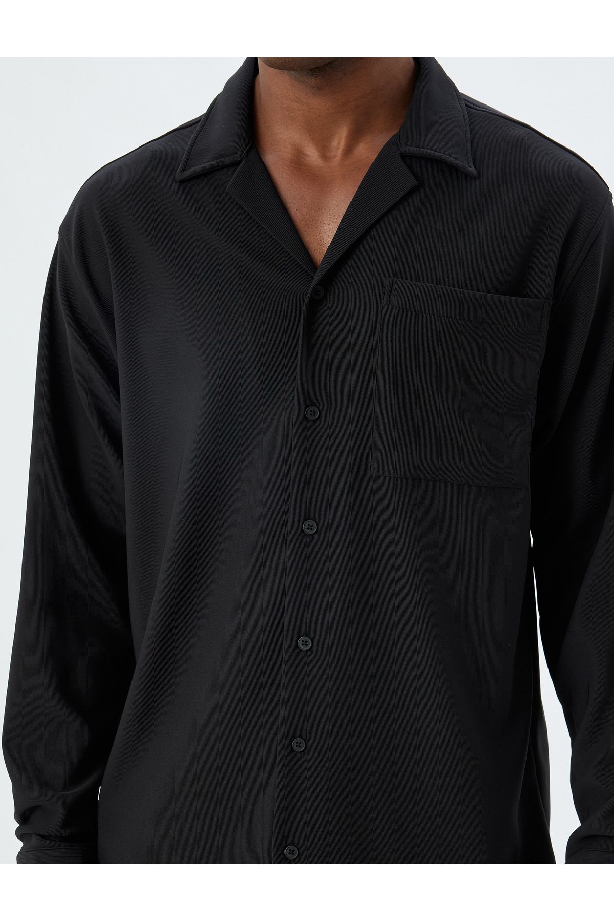 Koton-Basic Long Sleeve Shirt with Turn-Down Collar and Pockets 5