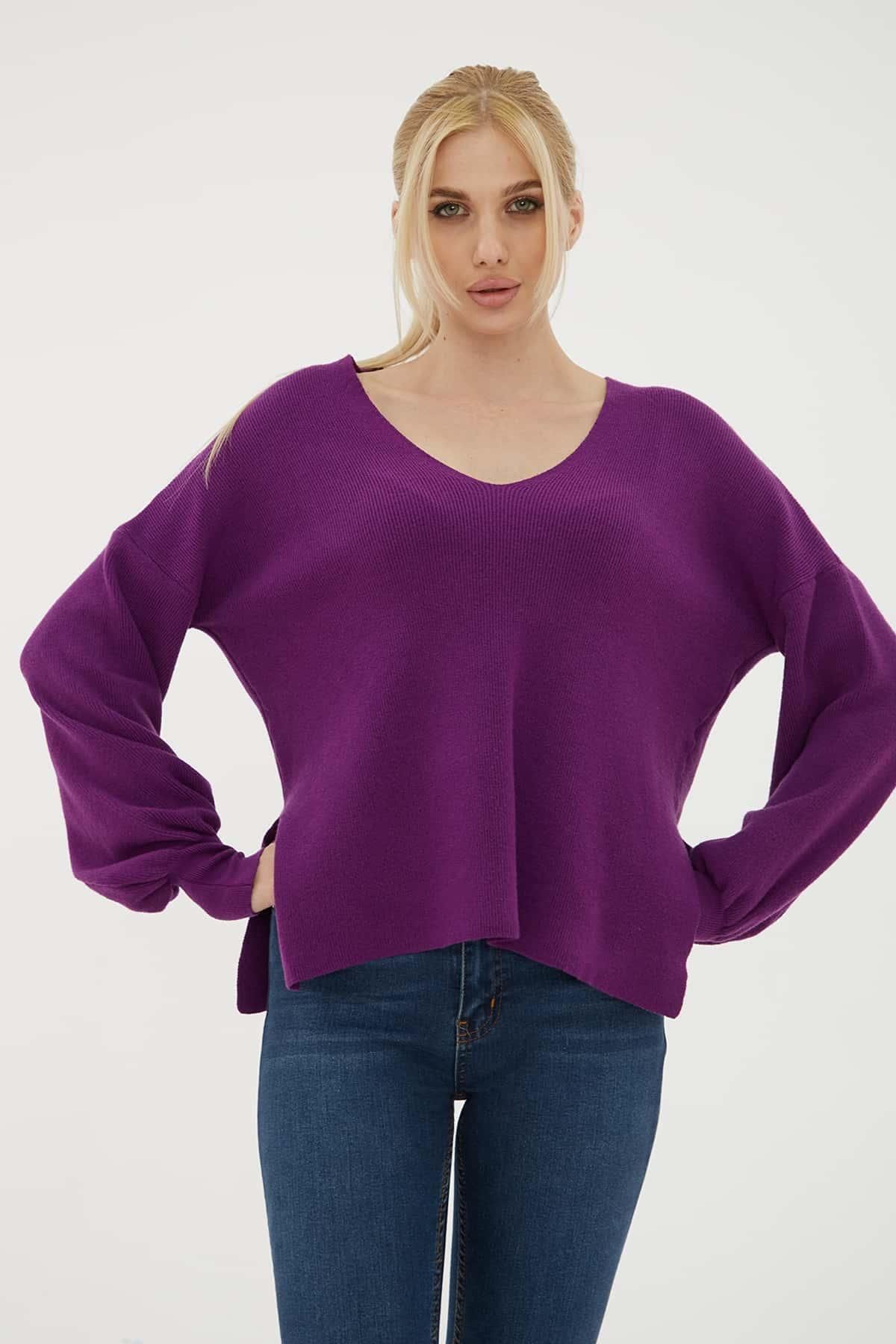 Fashion Friends-V-Neck Sweater Purple 4