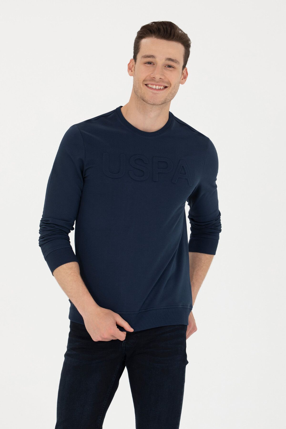 سویشرت مردانه آبی سرمه ای پایه 50269402-vr033 U.S. Polo Assn.