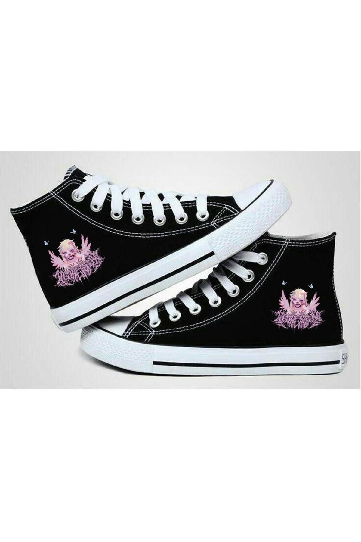 DESTİNE-Pantofi de pânză unisex cu imprimeu pentru fete cu aripi negre și fluturi 2