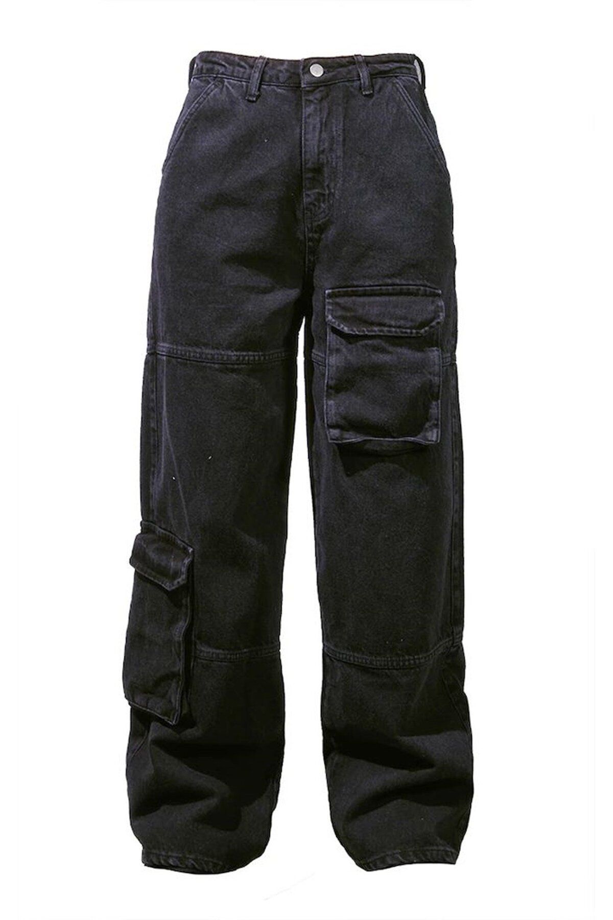 BAREM BUTİK Barem Butik  Y2K RECYCLED BLACK CARGO POCKET WIDE LEG JEAN