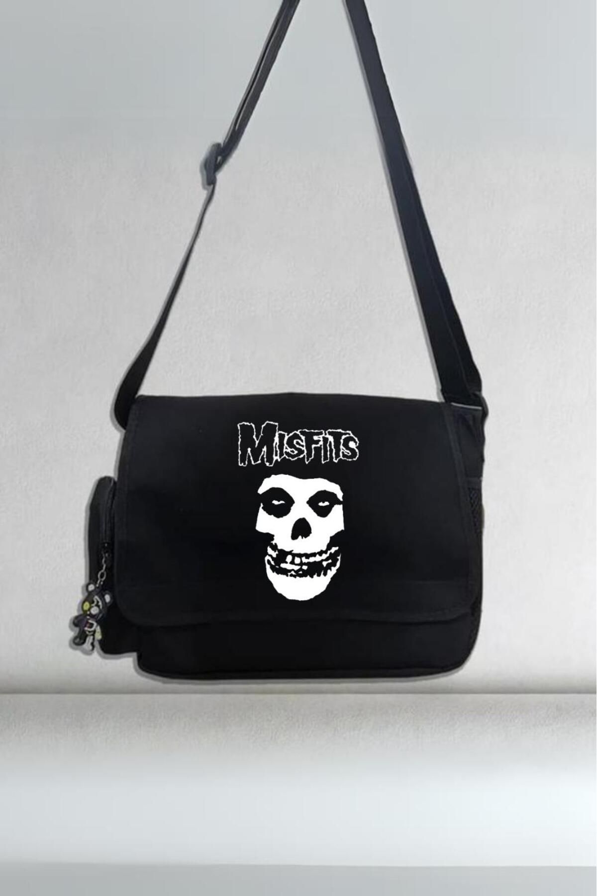 BAREM BUTİK Barem Butik  The Misfits Unisex Siyah Postacı Çantası