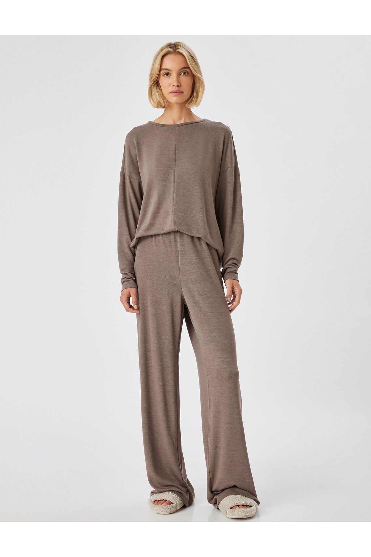 Koton-Pajama Top - Brown - Plain 2