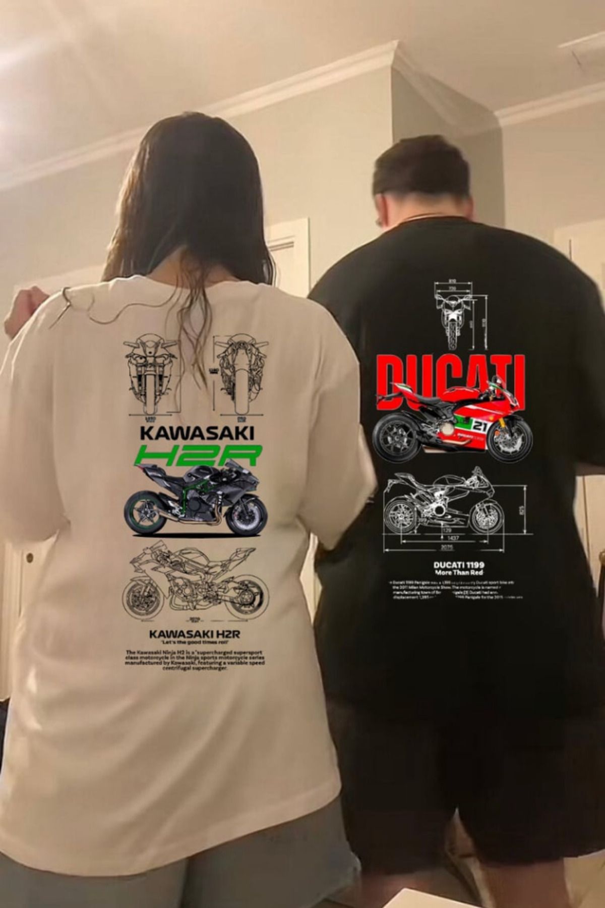 BAREM BUTİK Barem Butik  H2R & DUCATİ Detail Oversize Unisex T-Shirt