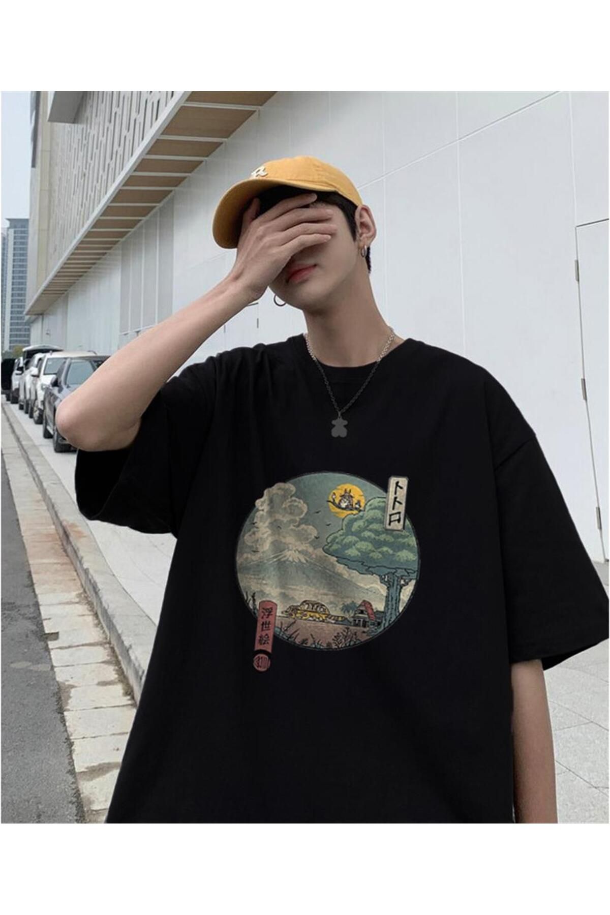 BAREM BUTİK Barem Butik  Neighbor's Ukiyo-E Siyah Unisex Oversize T-shirt