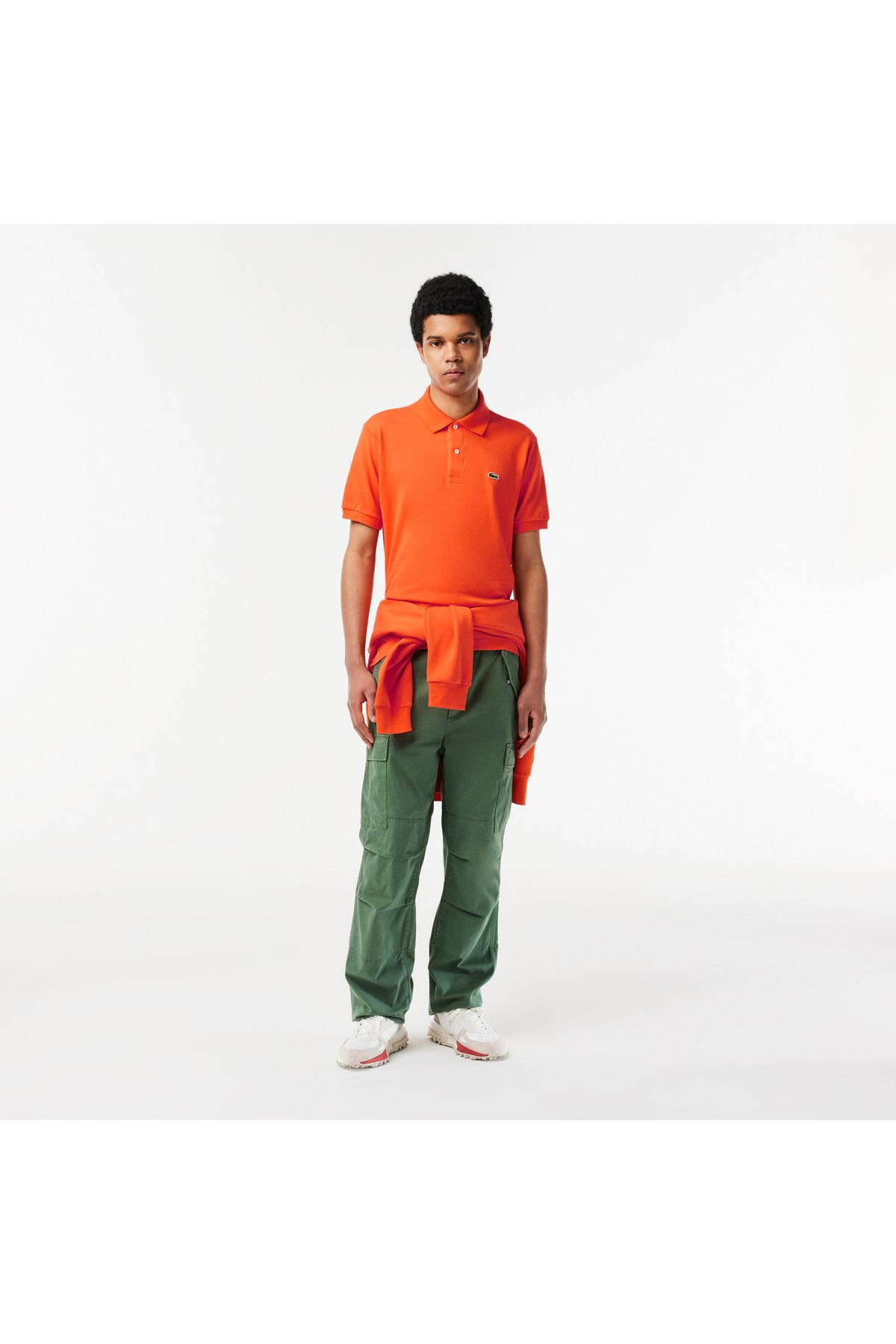 تی شرت یقه پولو نارنجی مردانه کلاسیک Fit L.12.12 چوگان Lacoste