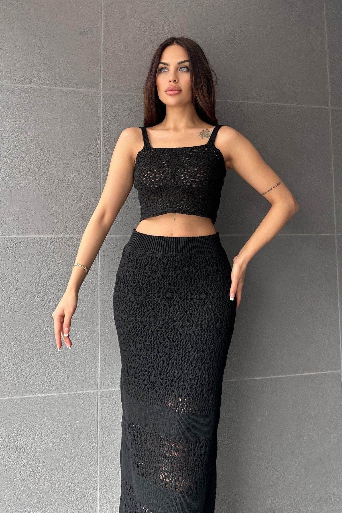 Mossta-Black Skirt Set - Cropped and Lined 3