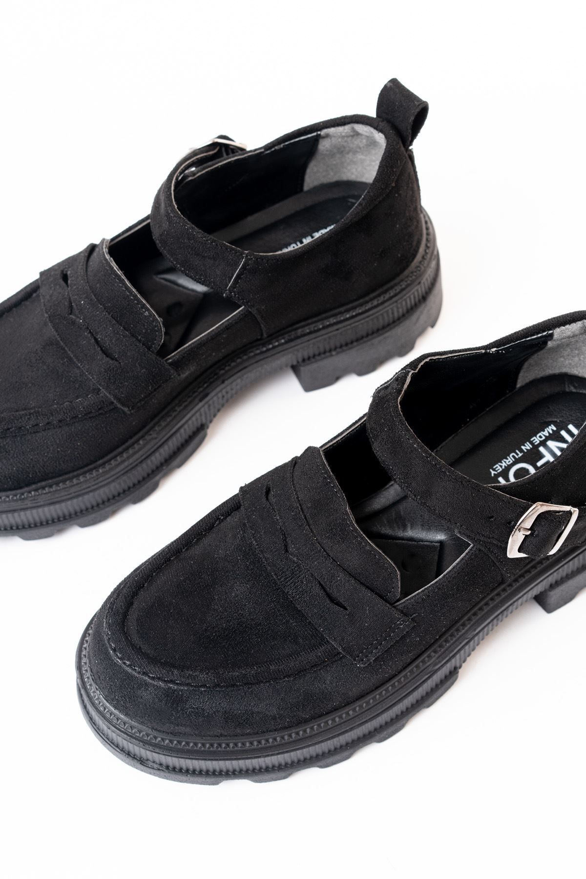 ELLOLİTA LUXURY SHOES-Черни велурени дамски ежедневни обувки с висока горна част 5