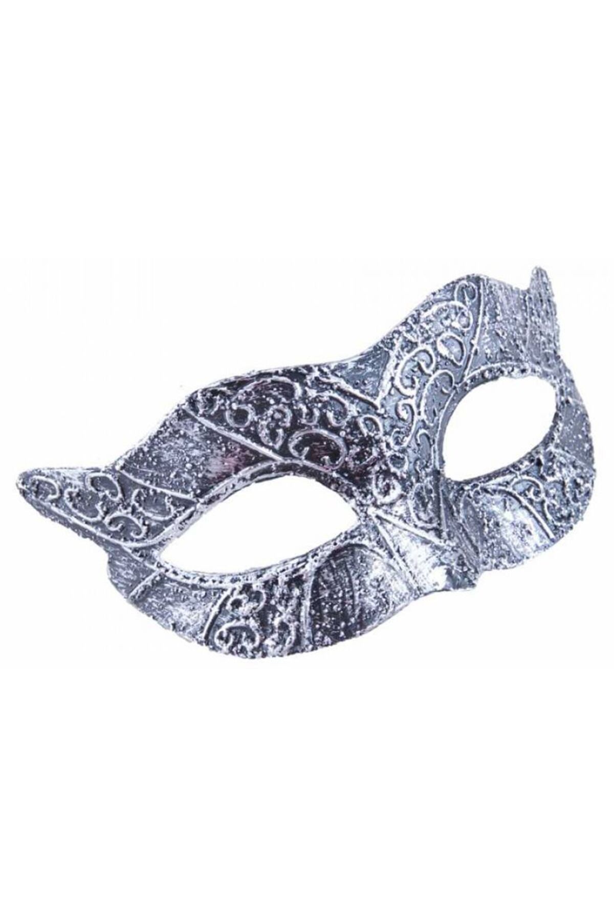 partidolu-Adult Black Color Gladiator Mask Plastic Gladiator Ball Mask with Motif 1 Piece 1