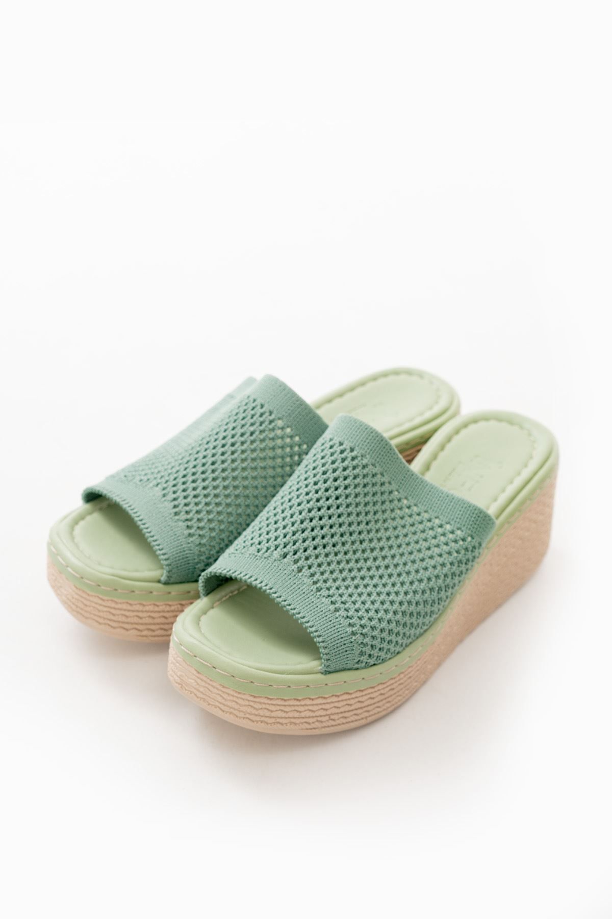 Moda Asmira-232-460 Mint Green Knitwear Daily Orthopedic Wedge Heel Women's Slippers 2