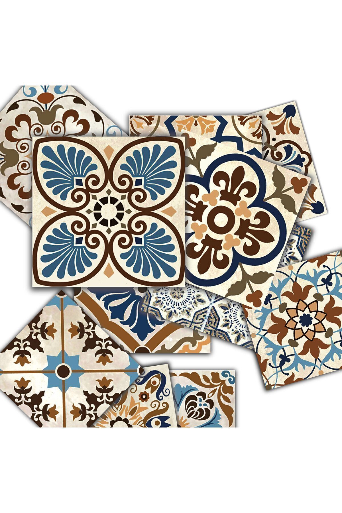 Kendinden Yapışkanlı Karma Fas Desenli Pvc Karo 15x15 Cm 10'lu Paket