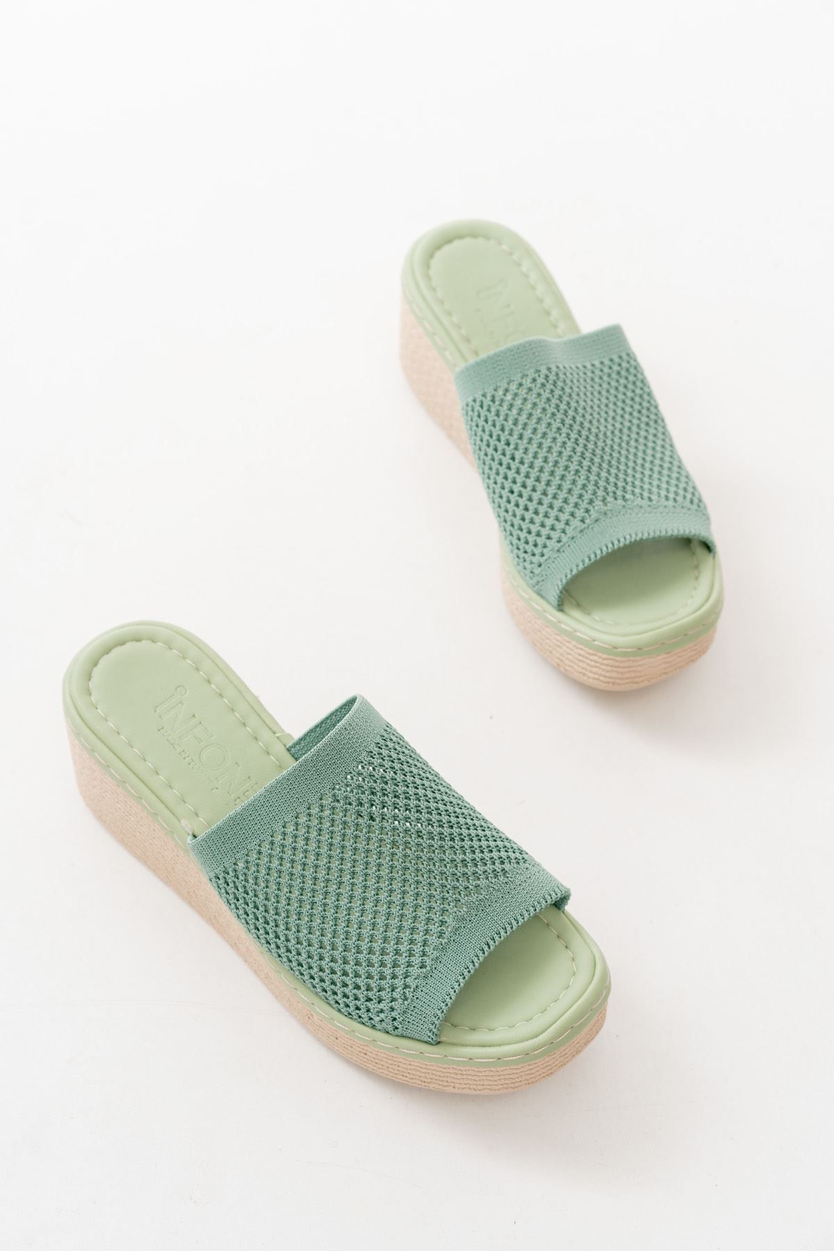Moda Asmira-232-460 Mint Green Knitwear Daily Orthopedic Wedge Heel Women's Slippers 5
