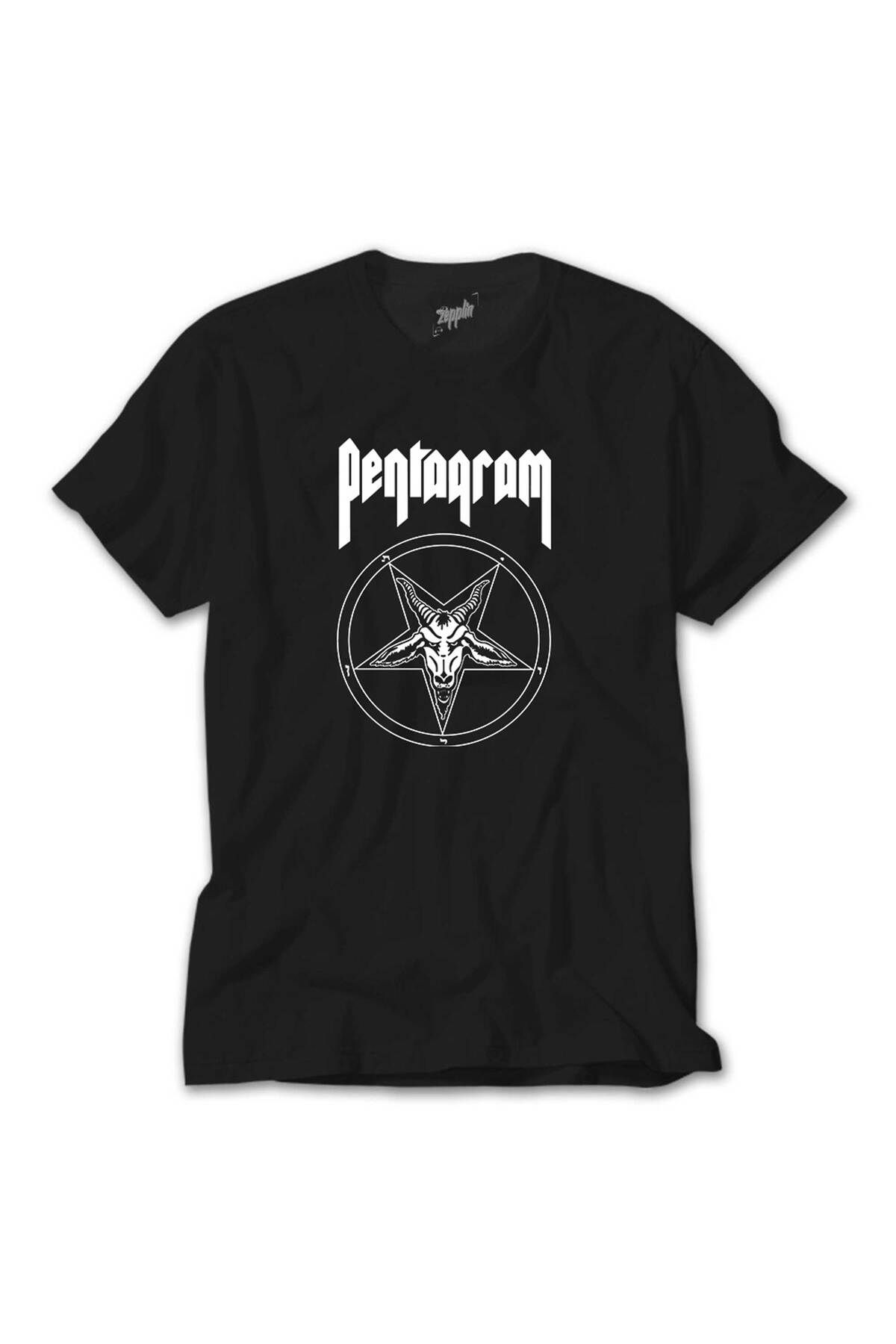 WAKHA Pentagram Logo and Text 2 Siyah Tişört