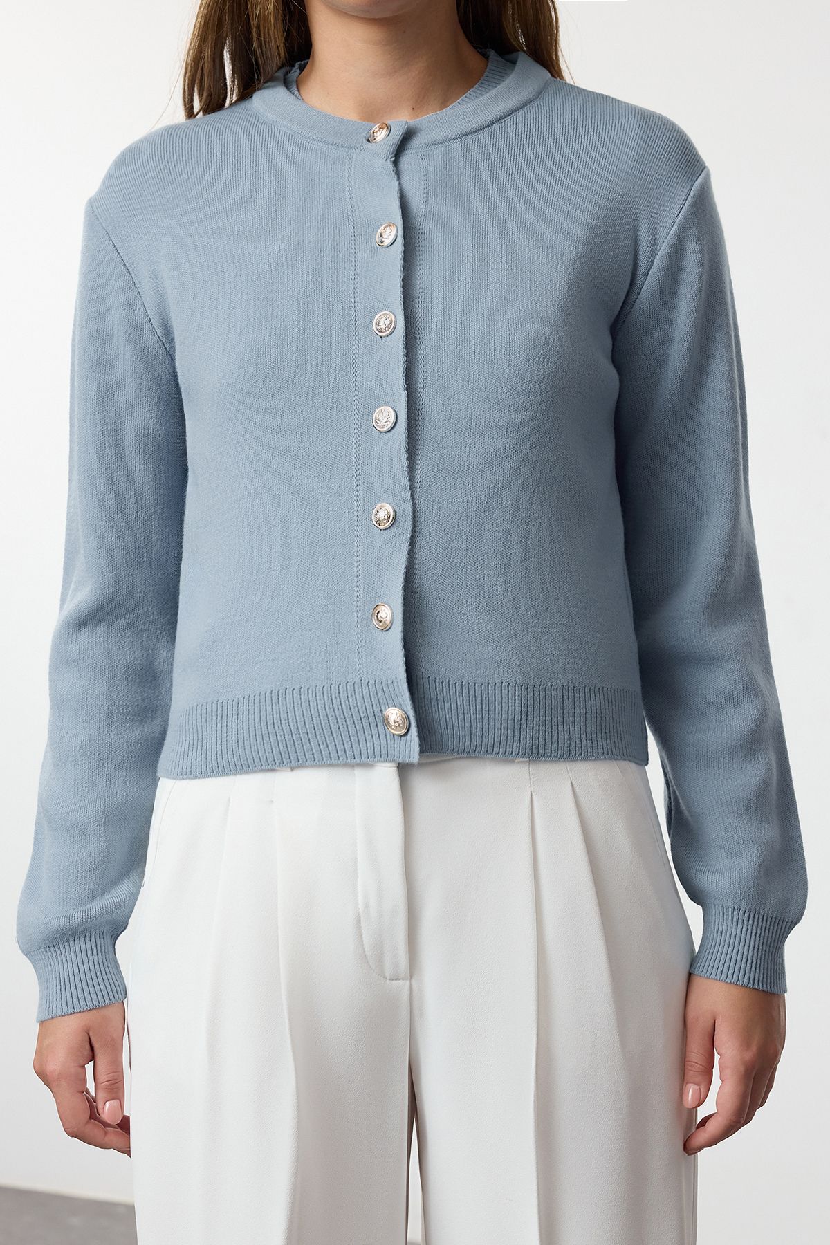 Trendyol Collection-Tricotaj Cardigan Albastru-Bluză TWOAW25HI00216 3