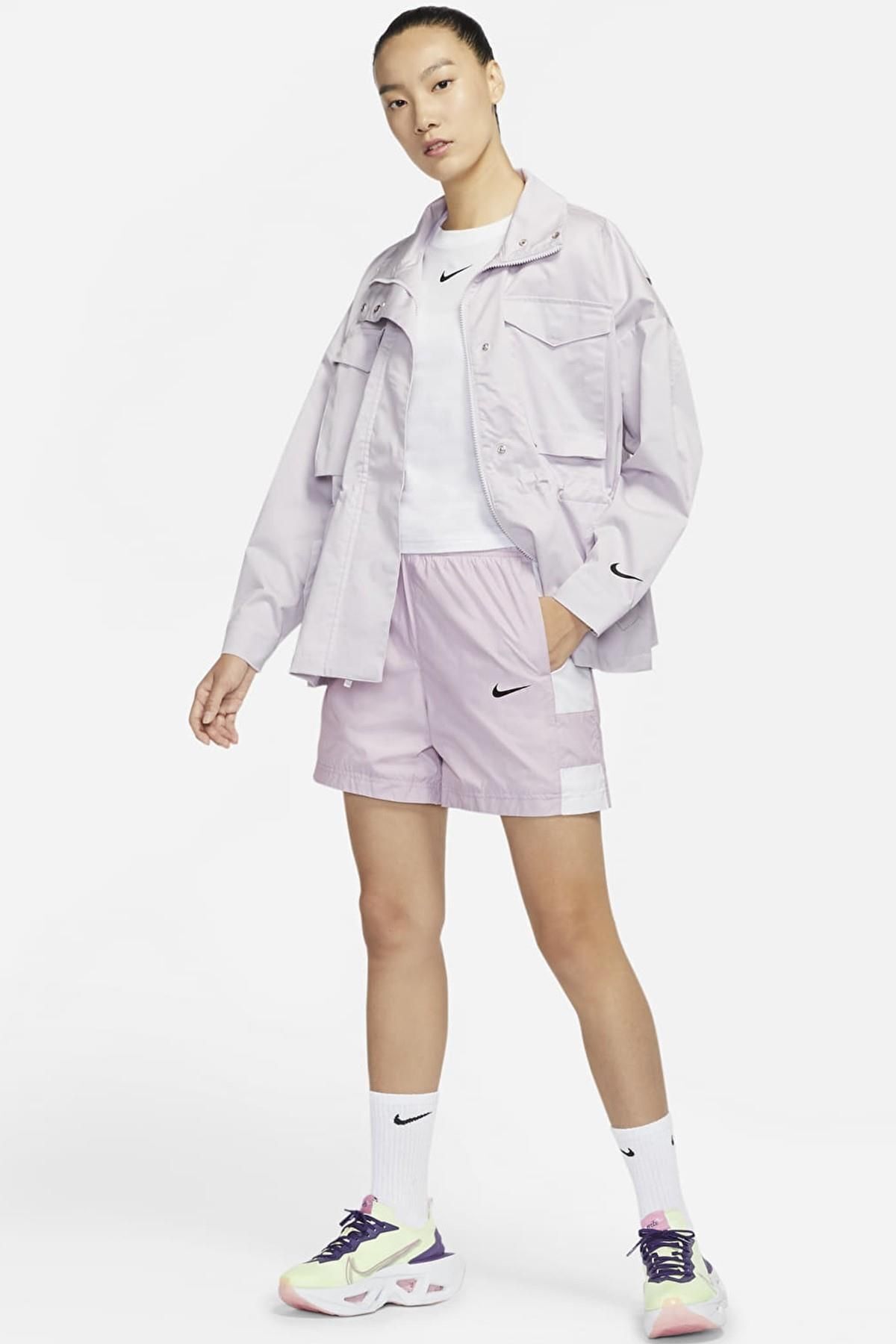 Nike Sportswear Collection Essentials M65 Full Zip Büyü Beden Kadın Ceket Lila görsel 8