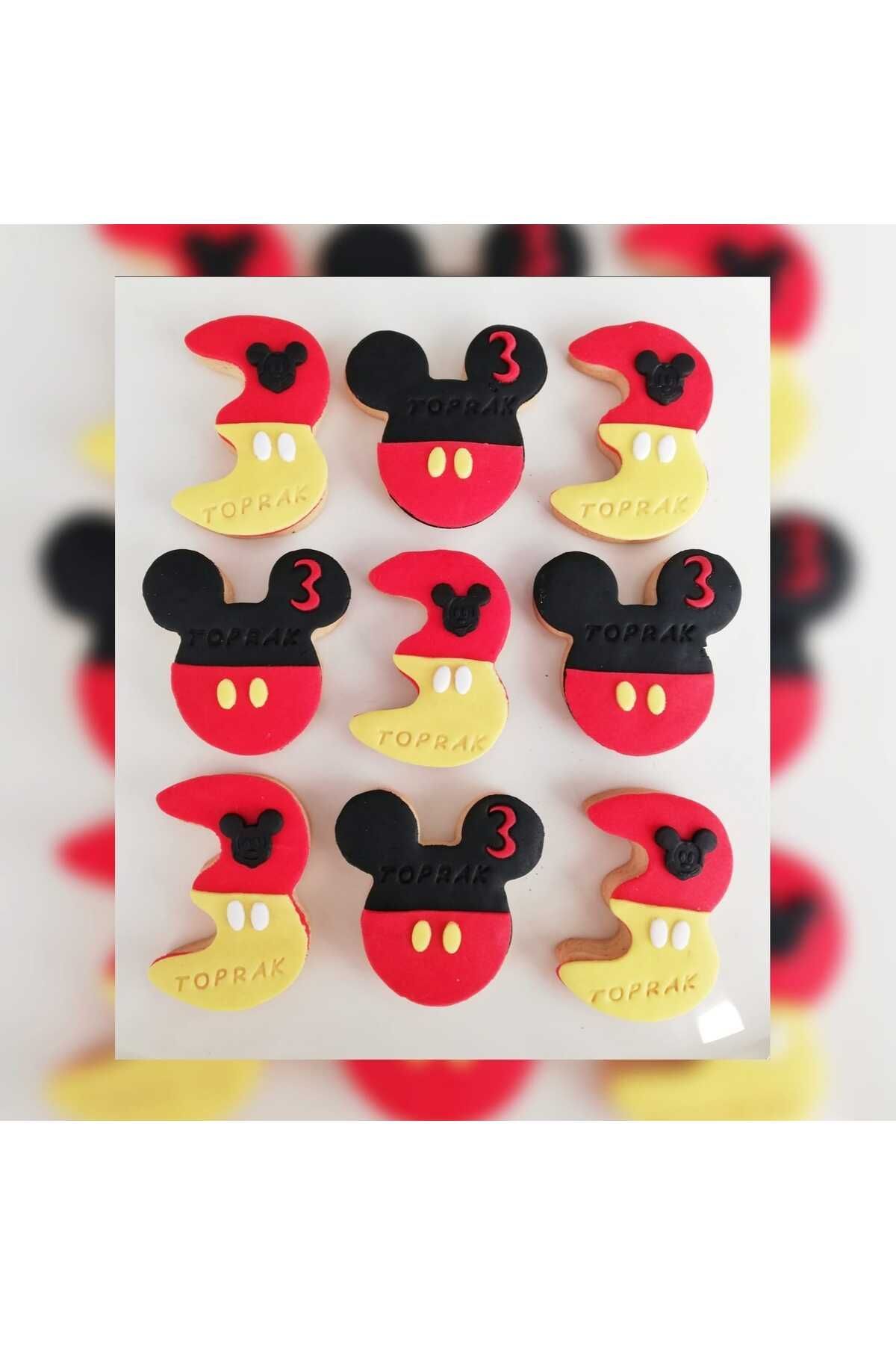 telaşe memuru 15 Adet Mickey Mouse Temalı Butik Kurabiye 1.2.3.4.5.6.7.8.9 Yaş Doğum Günü Kurabiyesi