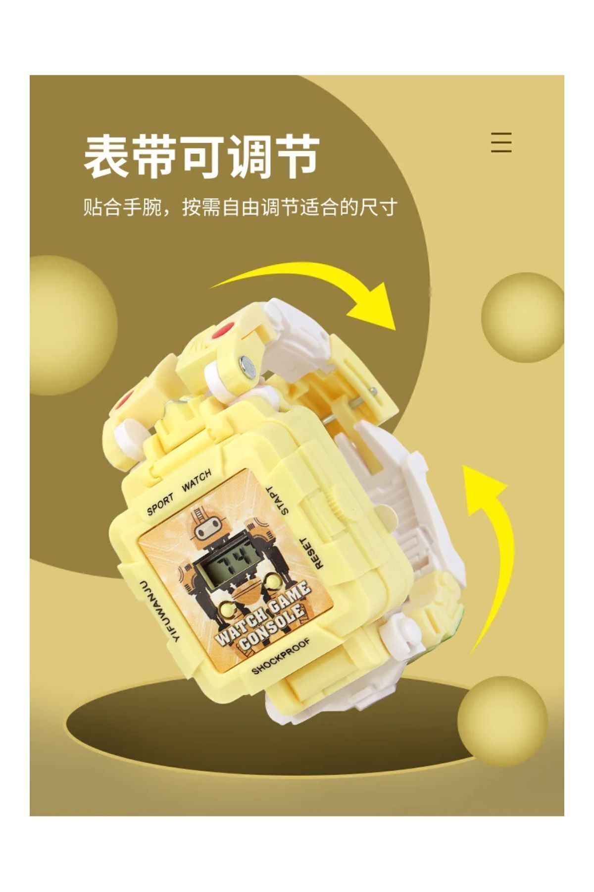 TOYFEST-Transformers Robot Clock with Tetris Game - Pastel Yellow 2