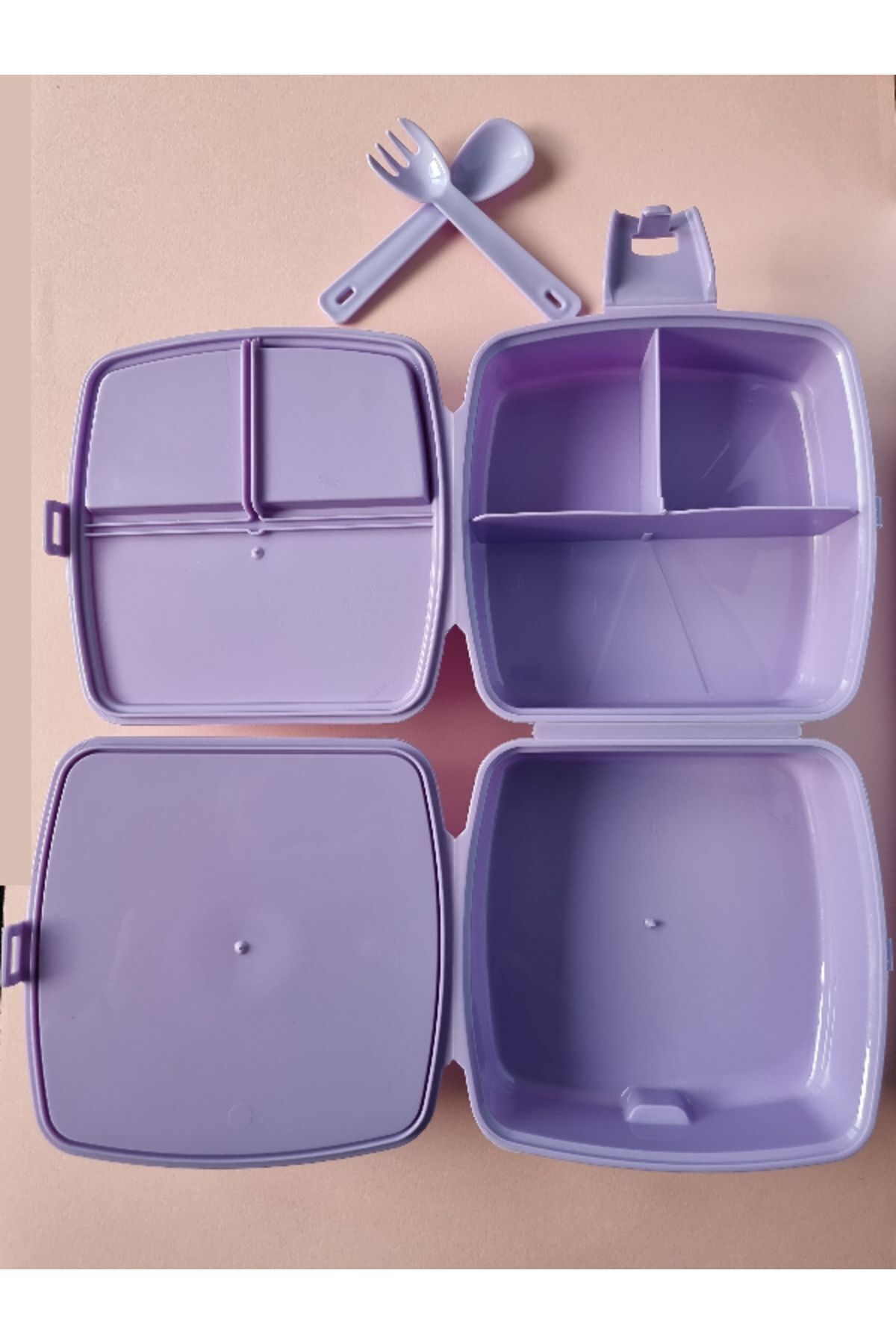 TOYFEST-2 Tiers 4 Compartments Square Lunch Box with Lock Lid and Spoon and Fork - My Little Pony Themed 6
