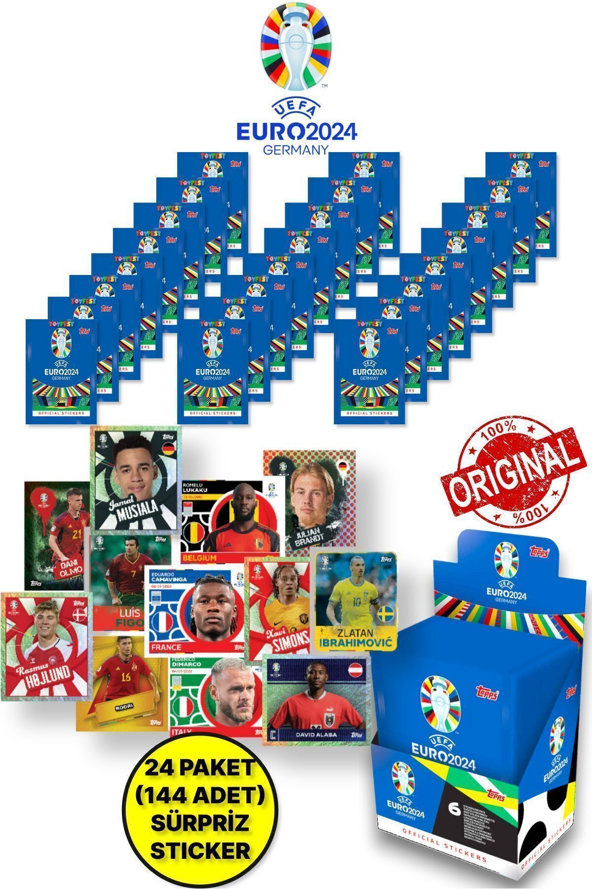 GERMANY EURO 2024 European Championship Match Attax- 24 Football Player Sticker Packs (144 Stickers)