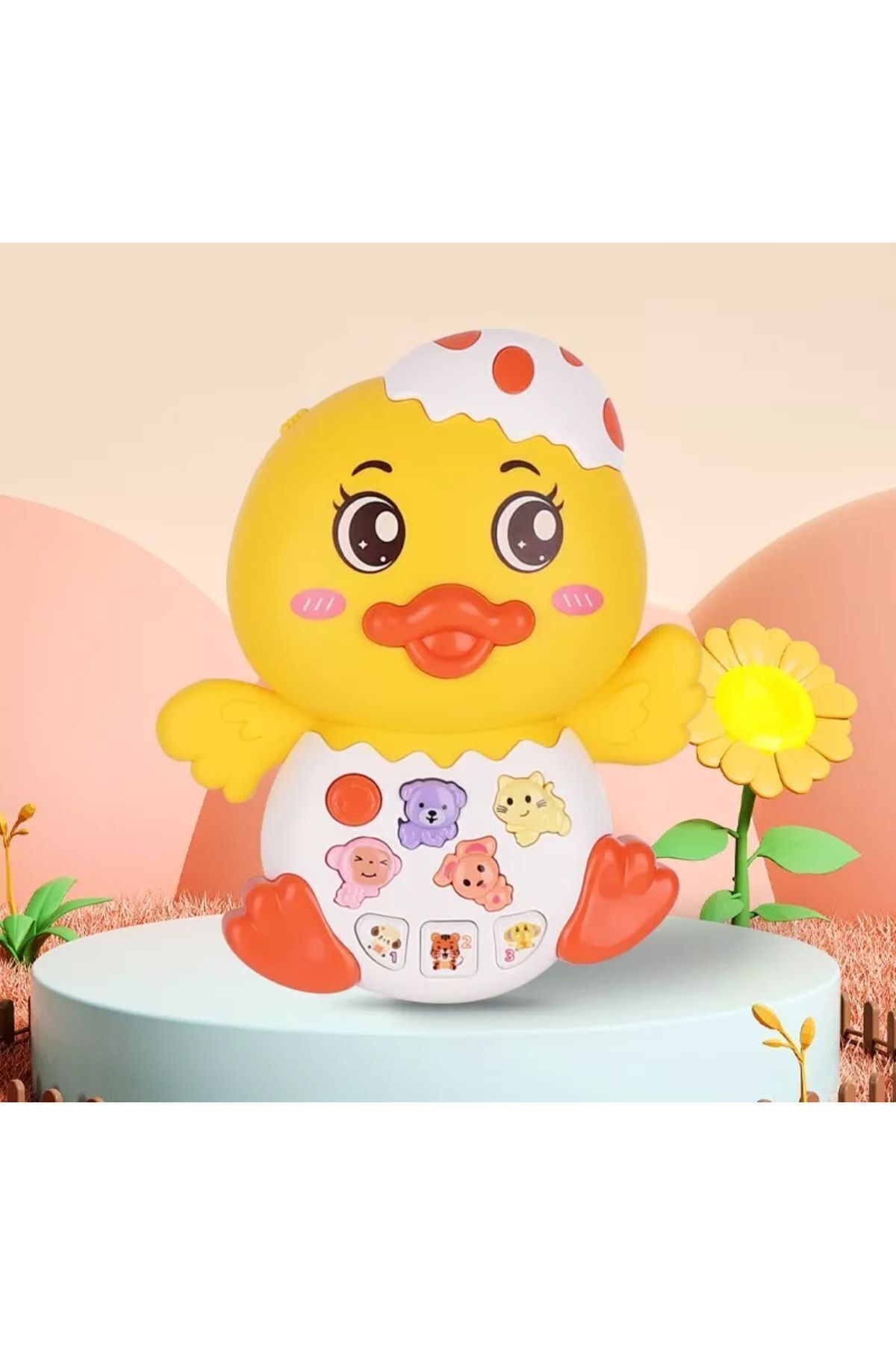 TOYFEST Hayvan Sesleri Çıkaran Işıklı Müzikli Ördek Modelli İnteraktif Bebek Eğitici Tuşlu Oyuncak - Sarı fotoğrafı 3 (önizleme)