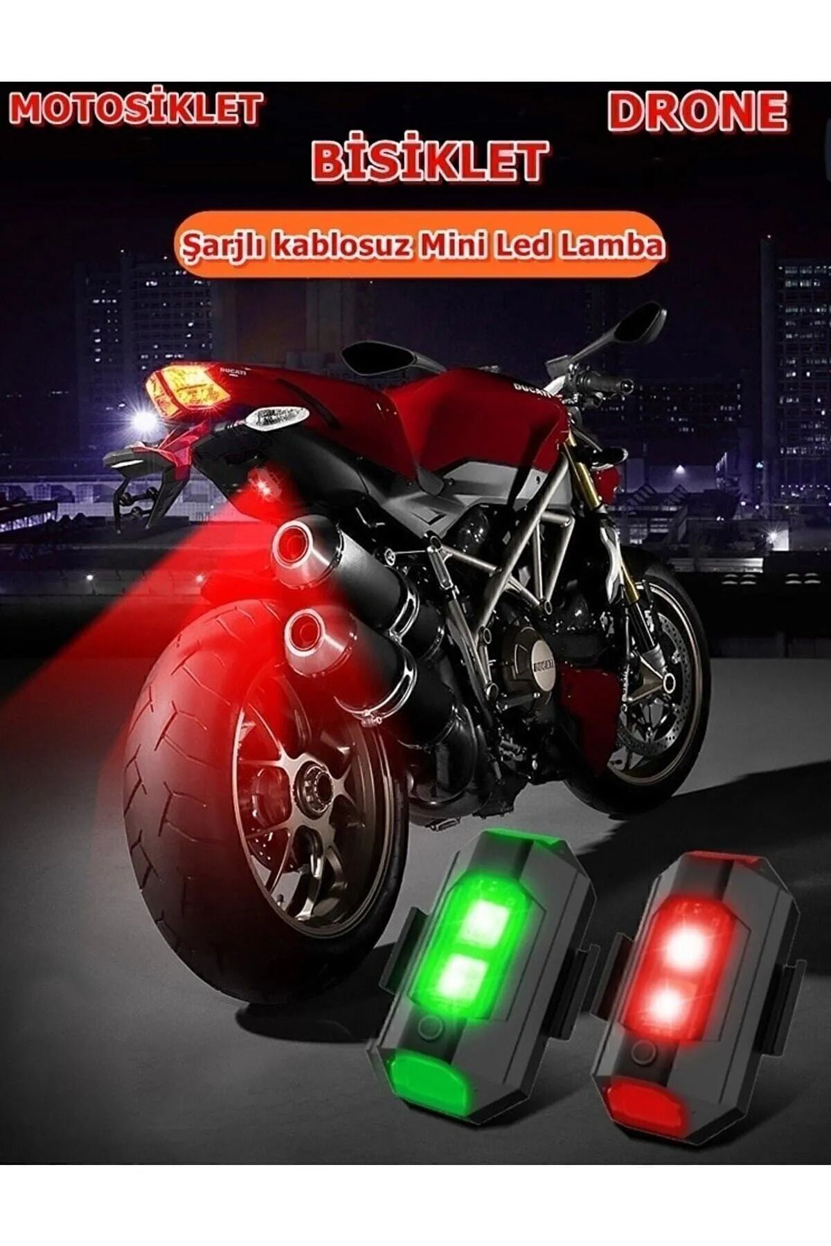 Motor Drone Uçak Kanadı Led Şarjlı Kablosuz Mini Led Çakarlı Lamba