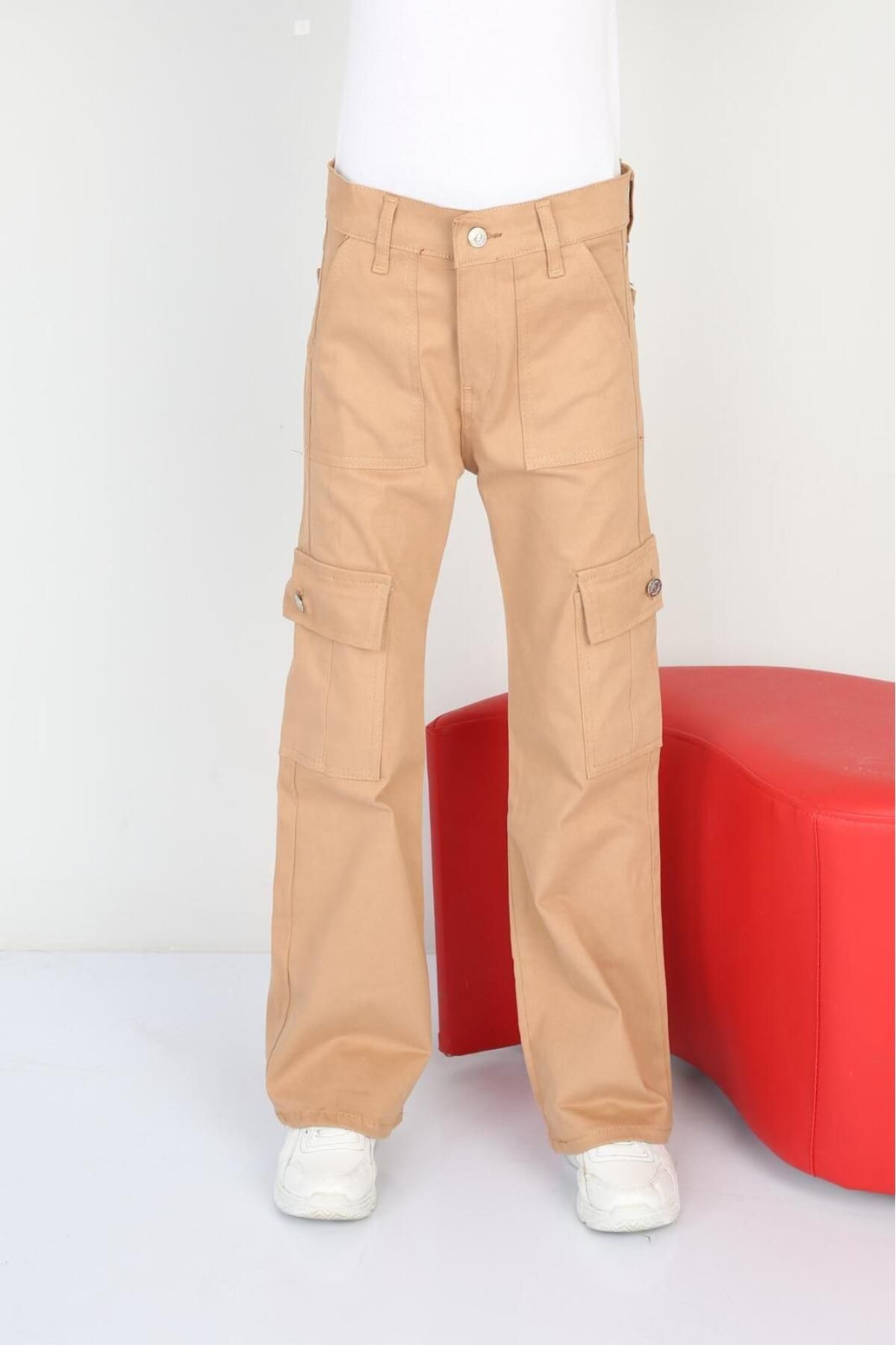 Pina Kids-Pantaloni cargo din in pentru fetiță 5