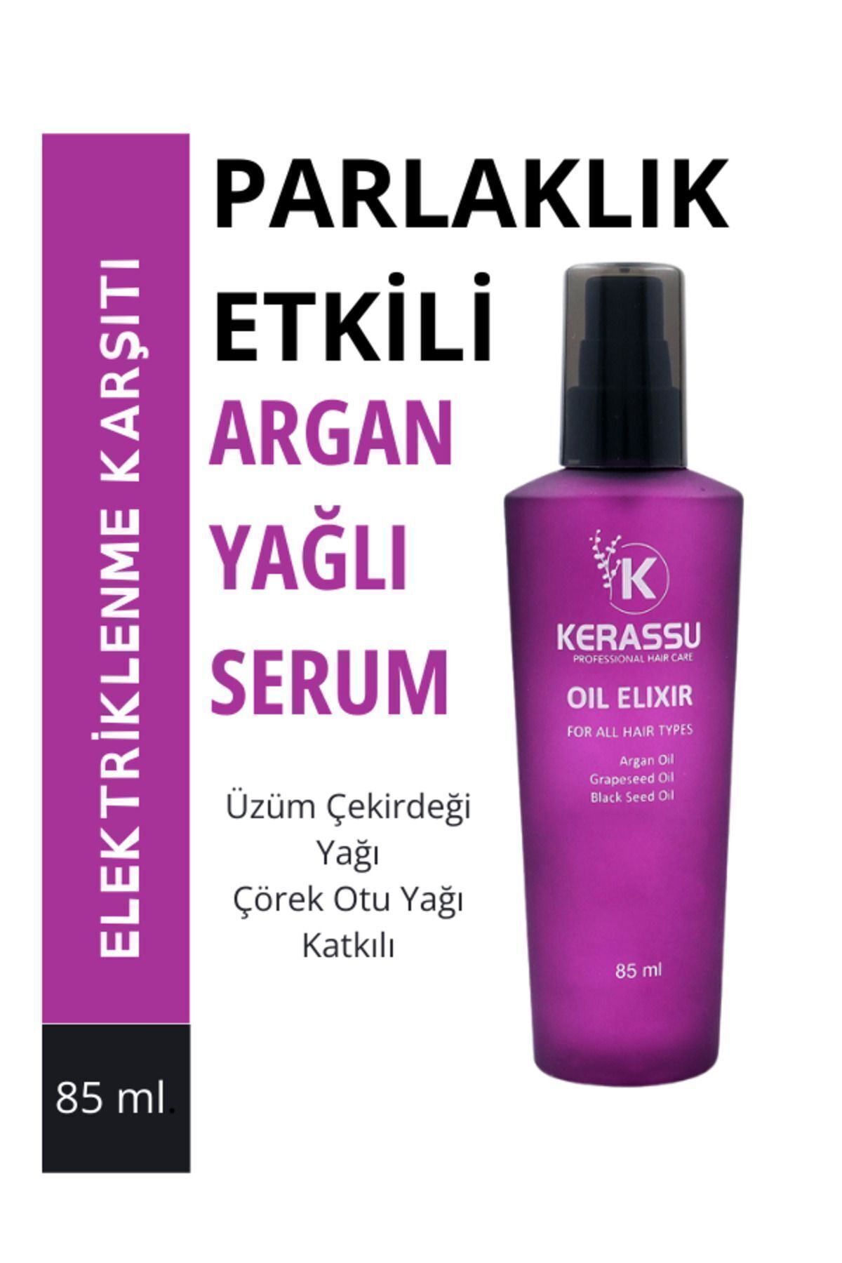 KERASSU Oil Elixir Argan Yağı Yıpranmış Saçlar Için Üzüm Çekirdeği Ve Çörek Otu Yağlı Saç Bakım Yağı 85 Ml. — srm01