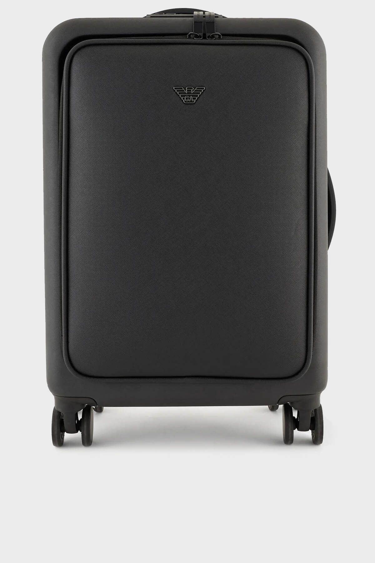 امپوریو آرمانی چمدان مردانه طرح‌دار زیپ‌دار با قفل ترکیبی و لوگودار مدل Y4Q367 Y138E 81072