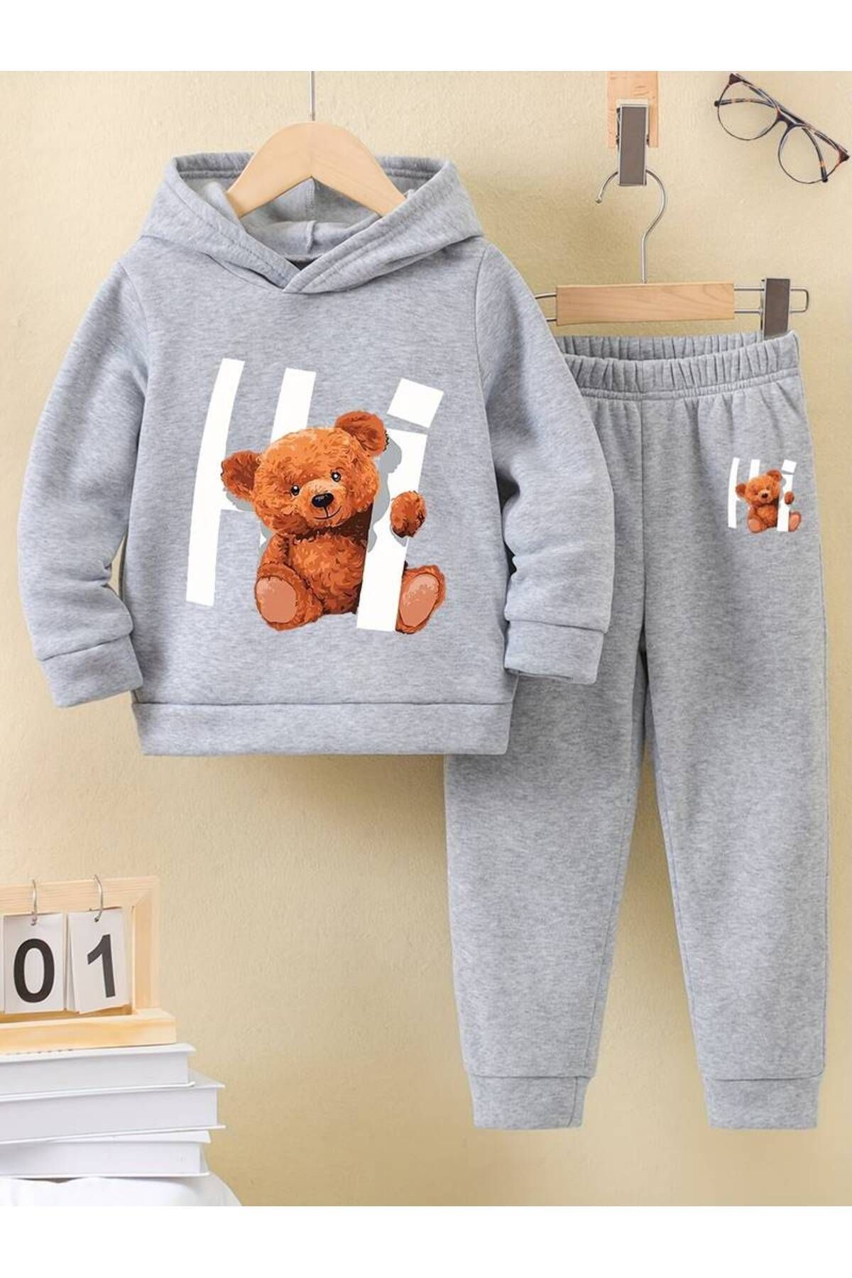 HI BASKILI UNISEX PAMUKLU ÇOCUK EŞOFMAN TAKIMI