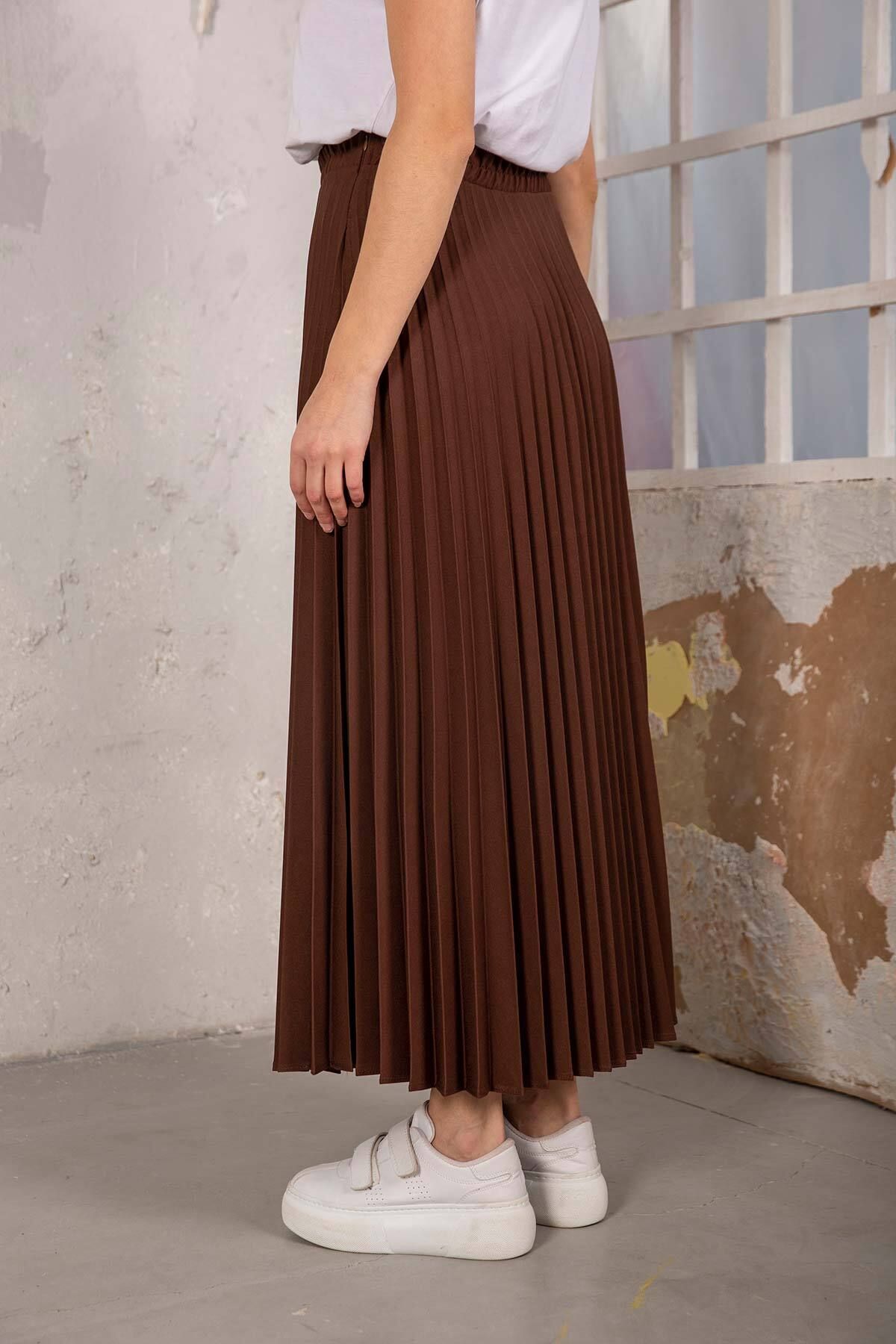 Melike Tatar-Brown Pleated Skirt 32-9001 4